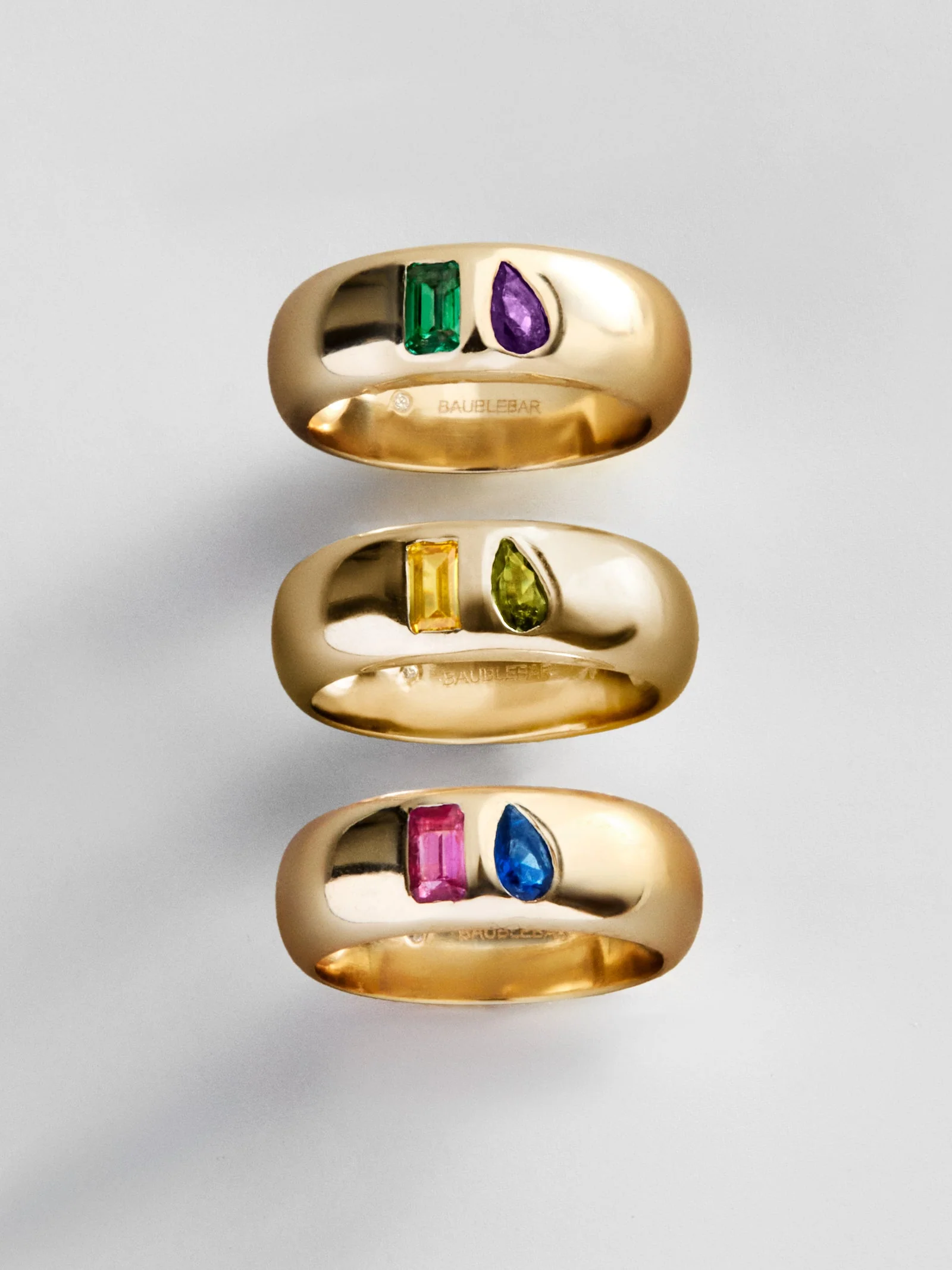 Multi-Stone Puffy Custom Birthstone Ring - Gold