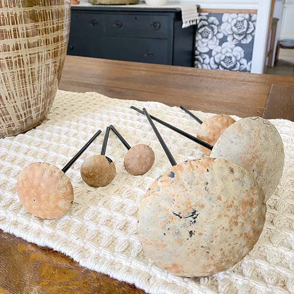 Rusted Patina Zinc Mushrooms, Set of 6