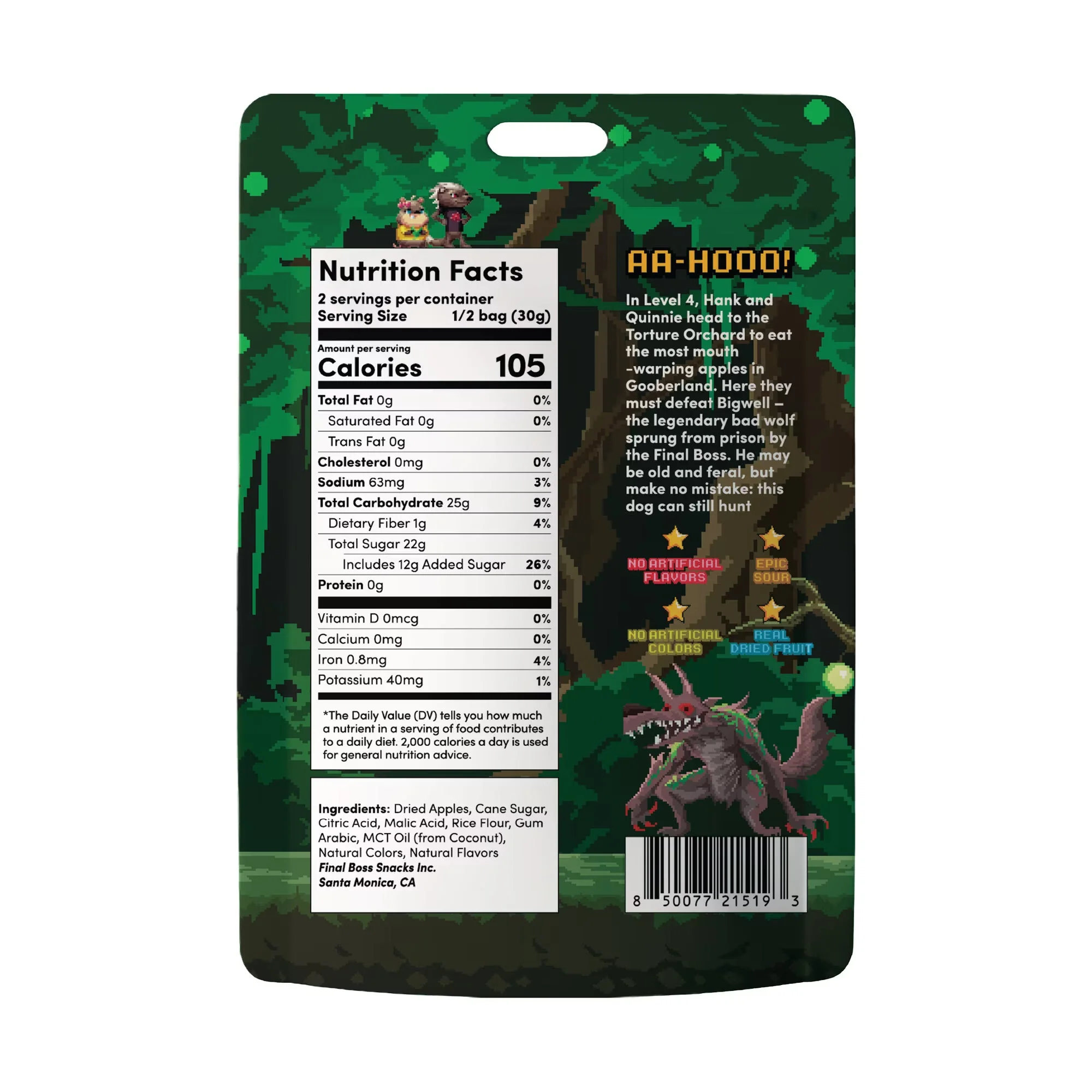 Final Boss Sour Level 4 Green Apple Sour Candy Snack 100g (1pc)