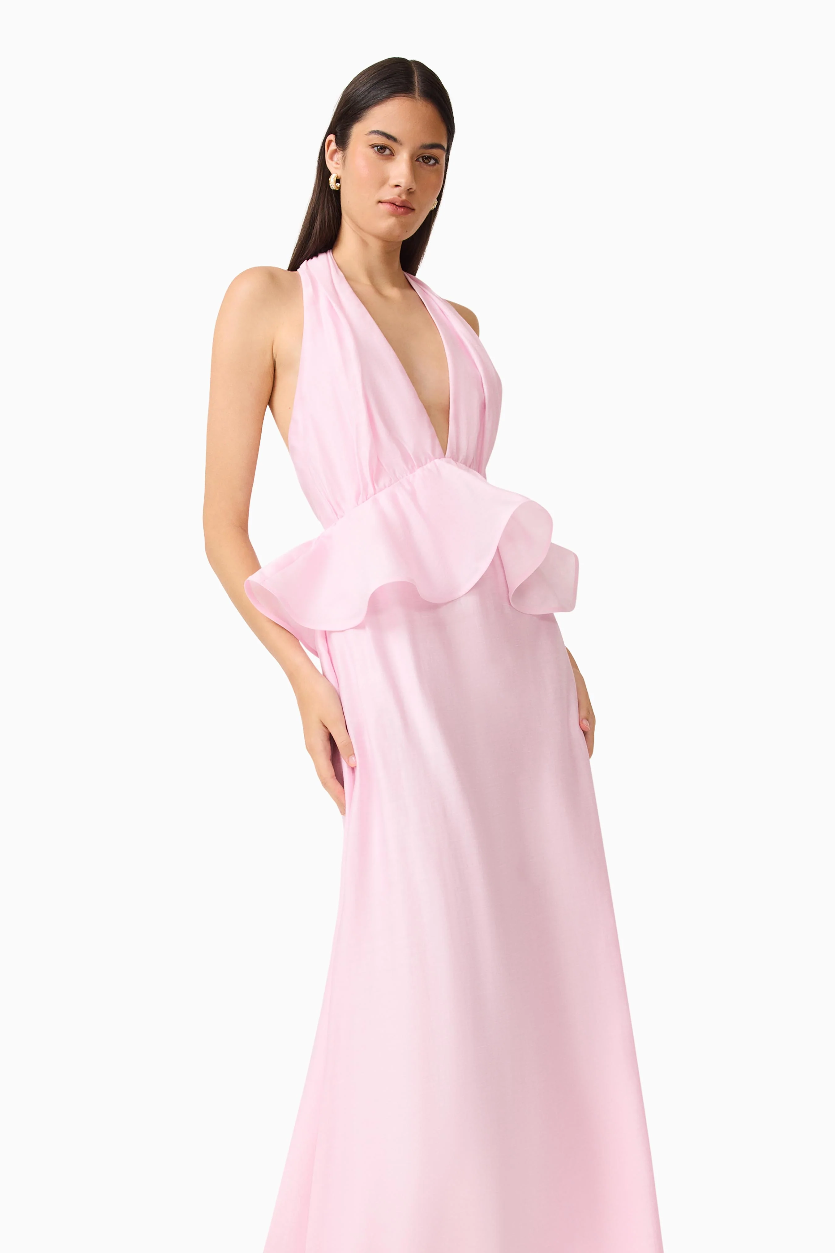 Fiorina Halter Neck Gown in Pale Pink