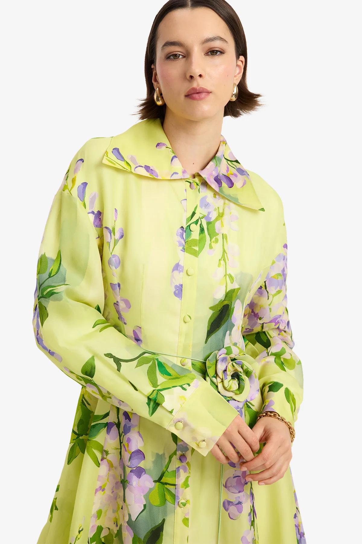Josephine Silk Gown - Wisteria Print