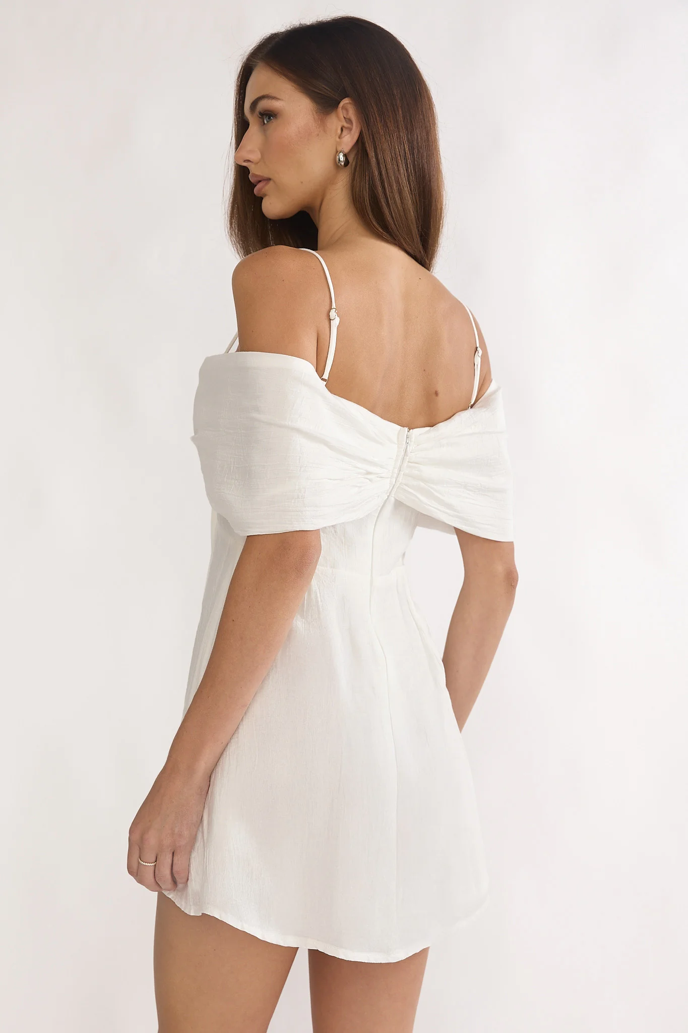 Lillibet Bow Tied Bust Mini Dress White