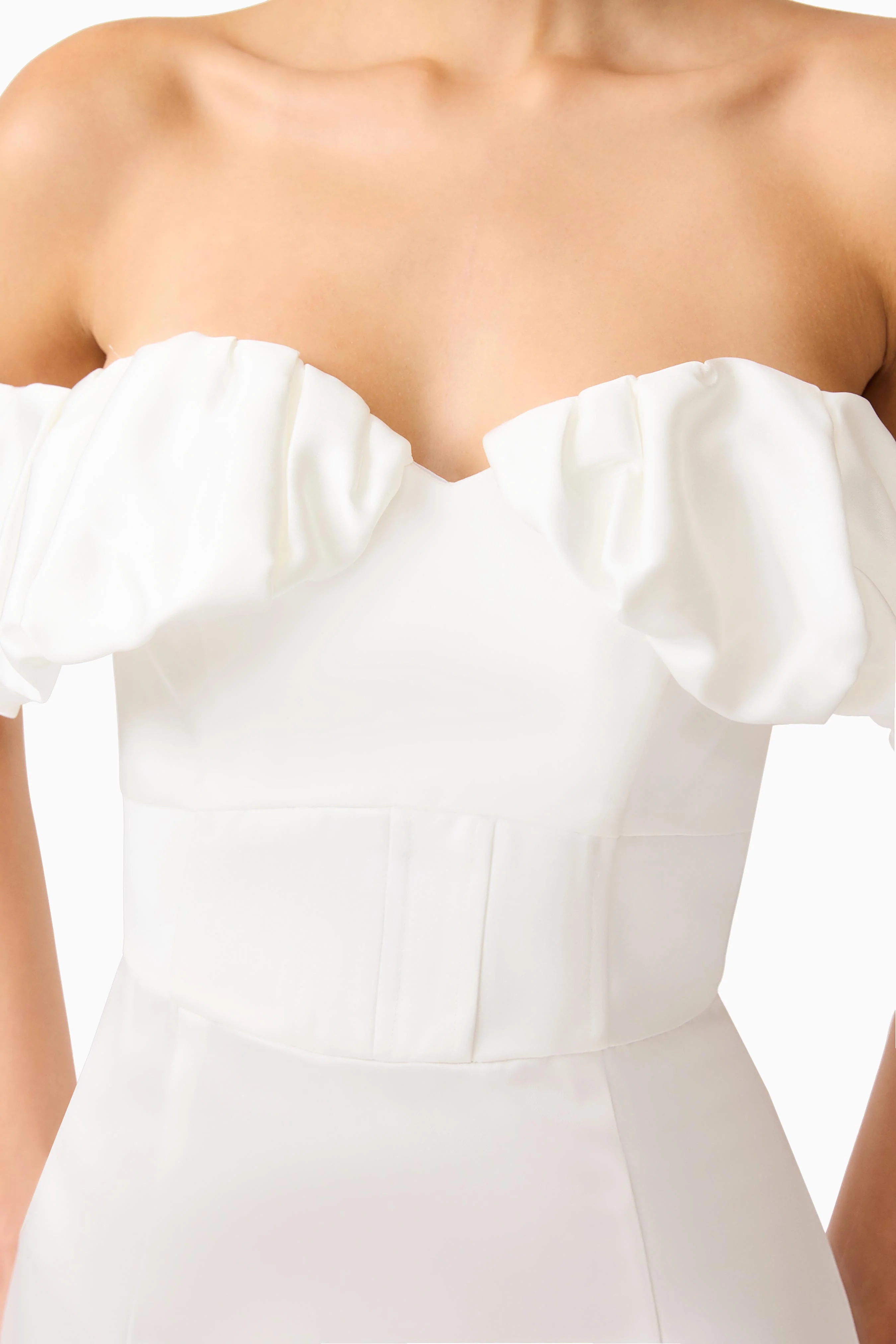 Espera Off Shoulder Midi Dress in White