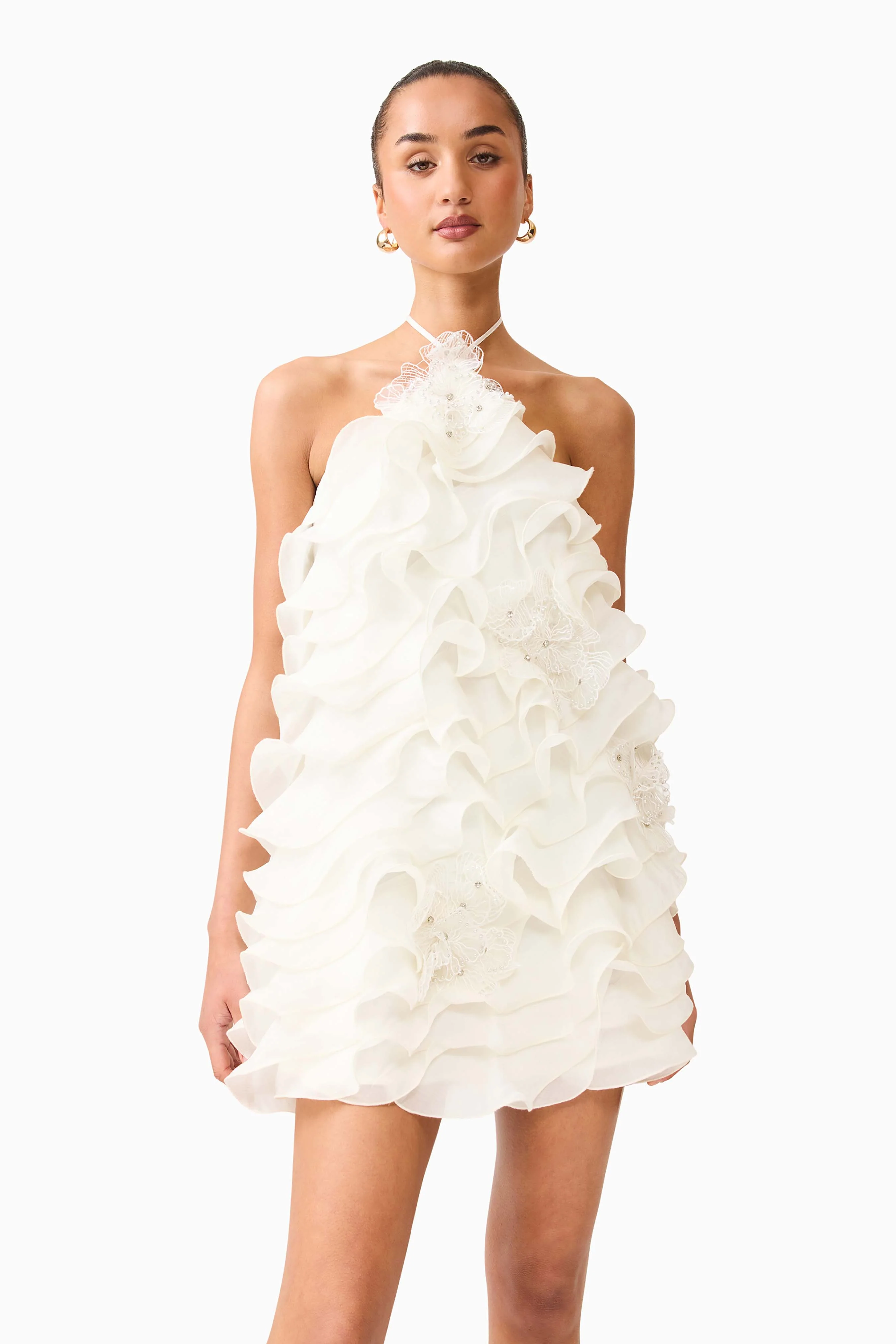 Yvette Halter Mini Dress in White