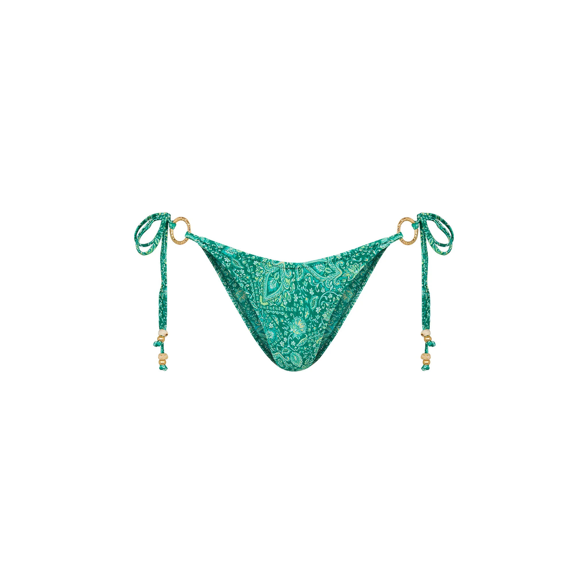 Ring Cheeky Tie Bikini Bottom - Emerald Aura
