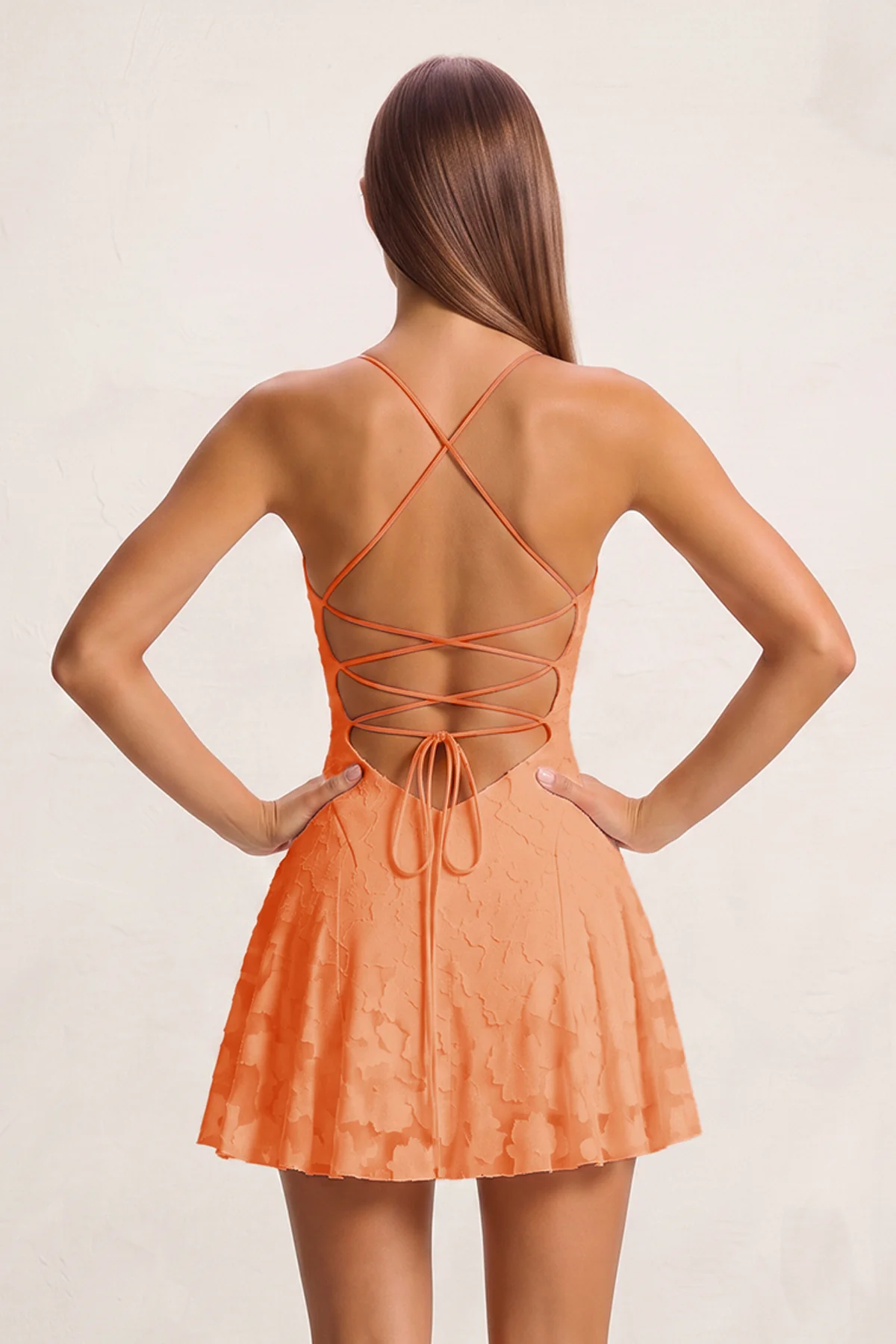 Pink Spaghetti Straps Jacquard Chiffon A-Line Homecoming Dress