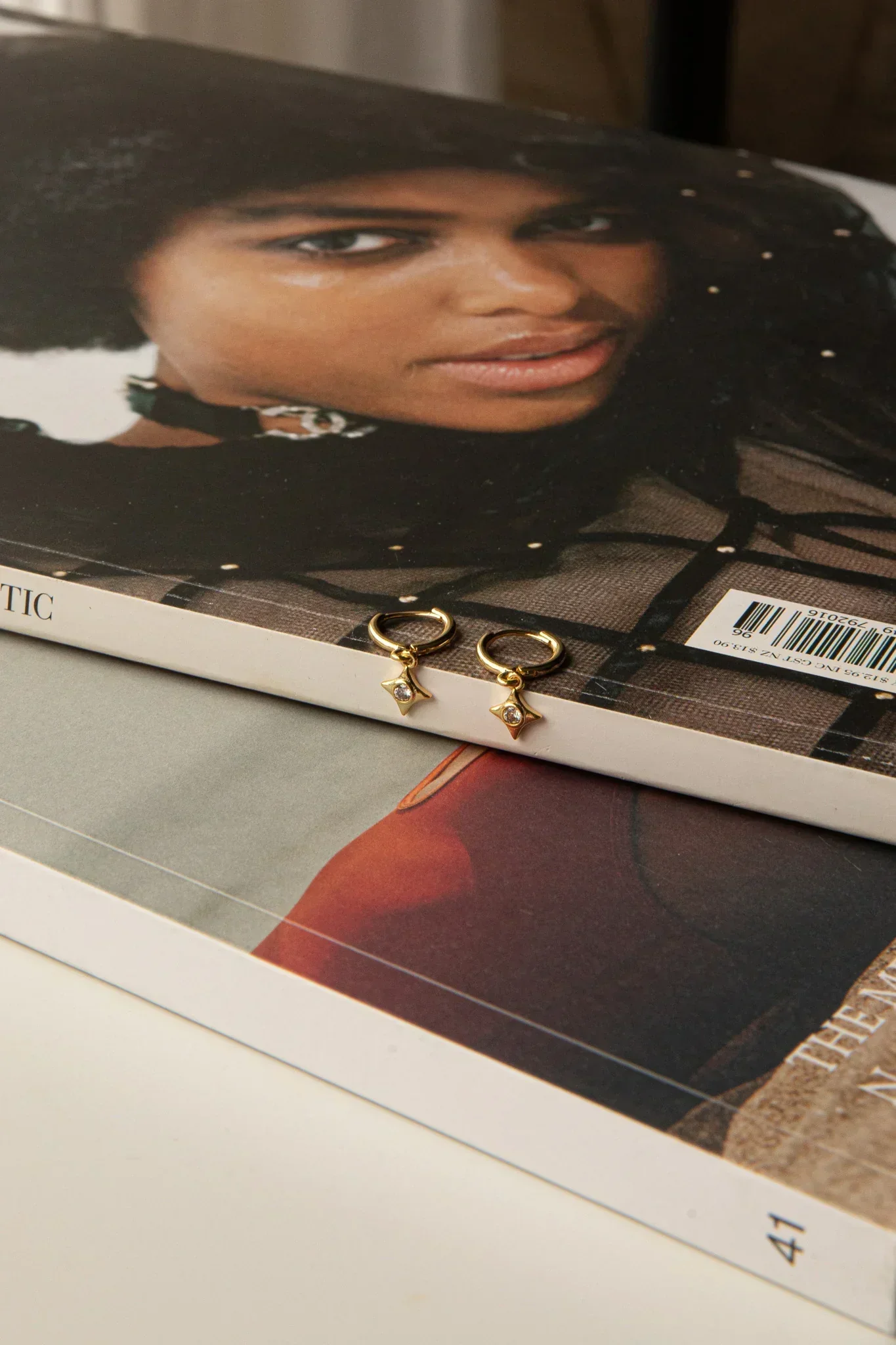 Lucida Drop Diamante Hoop Earrings Gold - luluinthesky