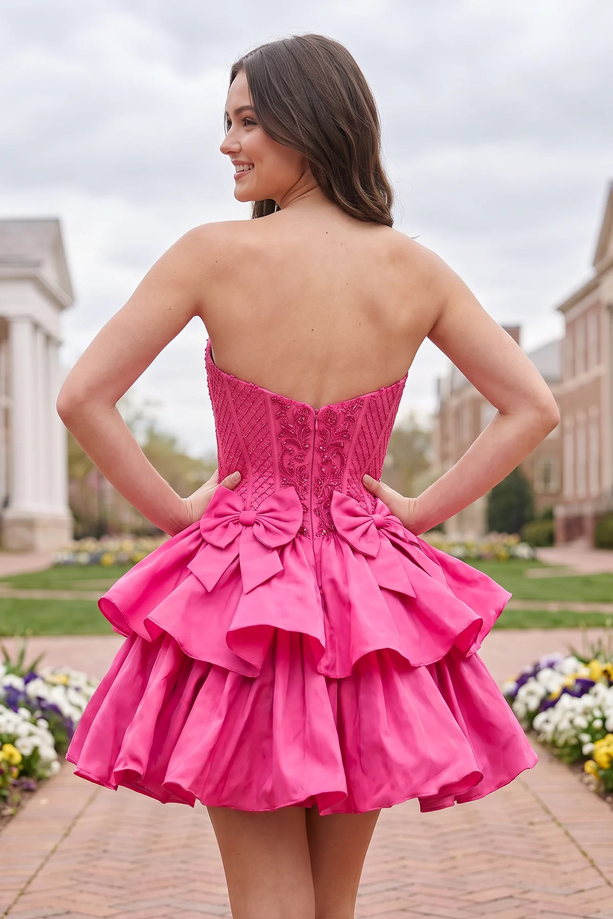 Lime Green - Strapless Sequins A-Line Homecoming Dress With Bow