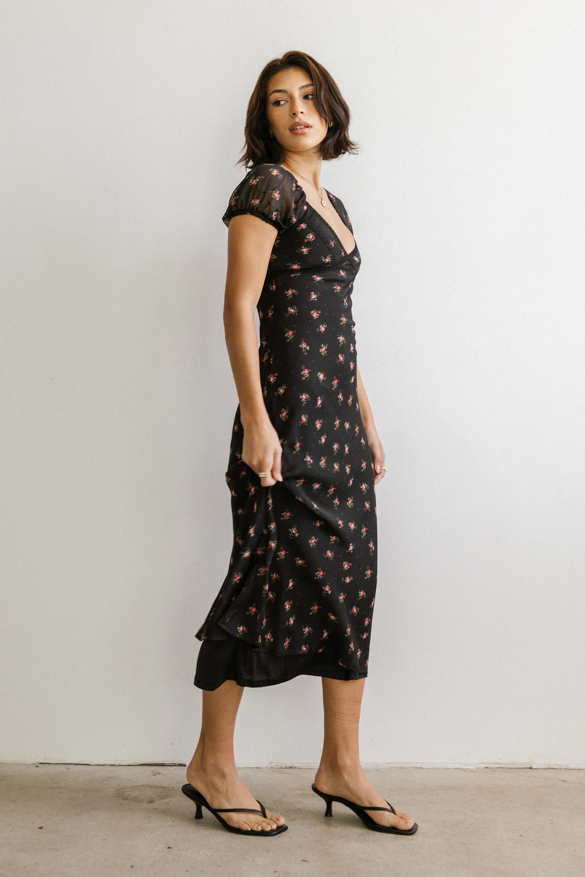 Cammie Floral Maxi Dress in Black