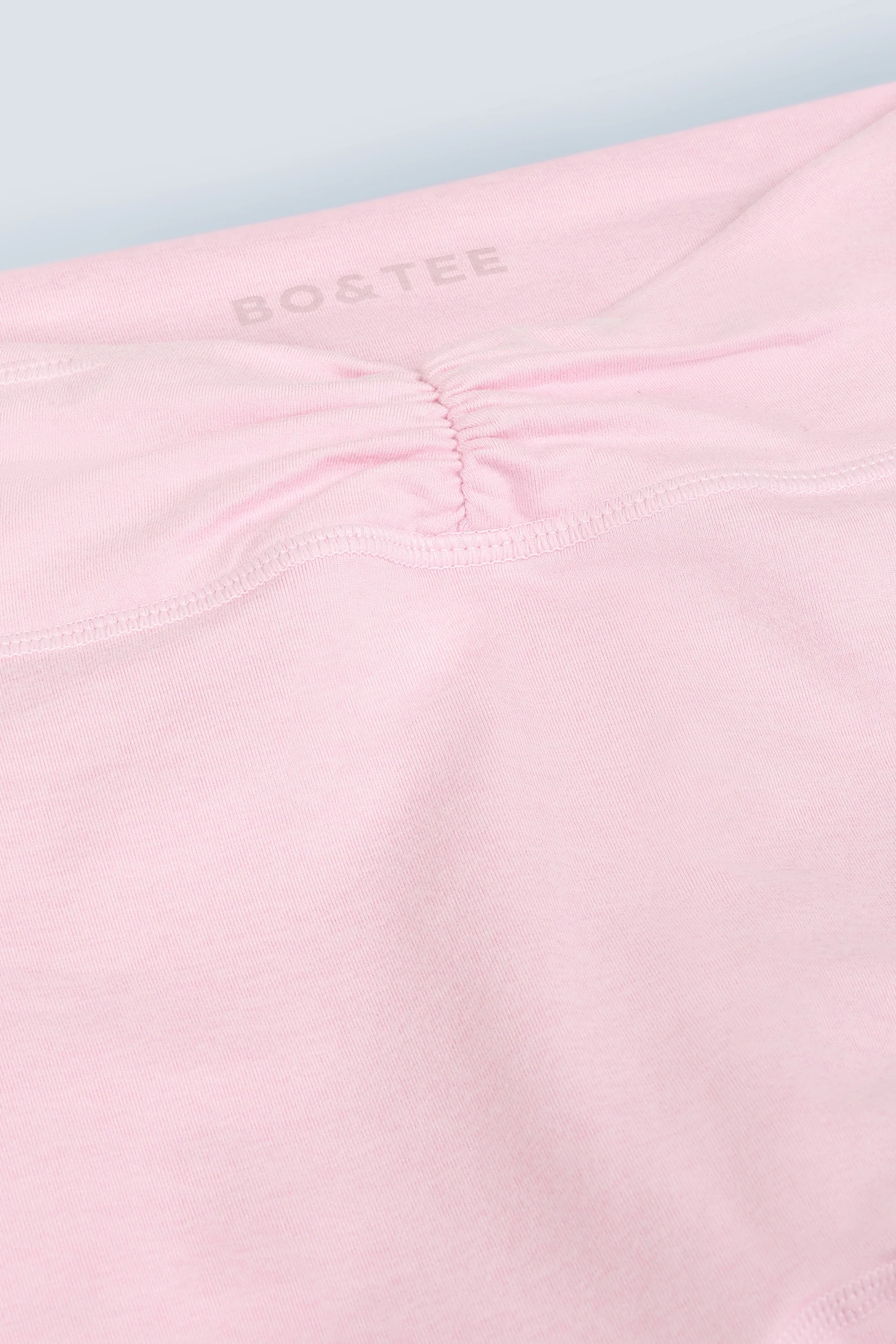 Brushed Jersey Ruched Flared Trousers in Pale Pink Marl