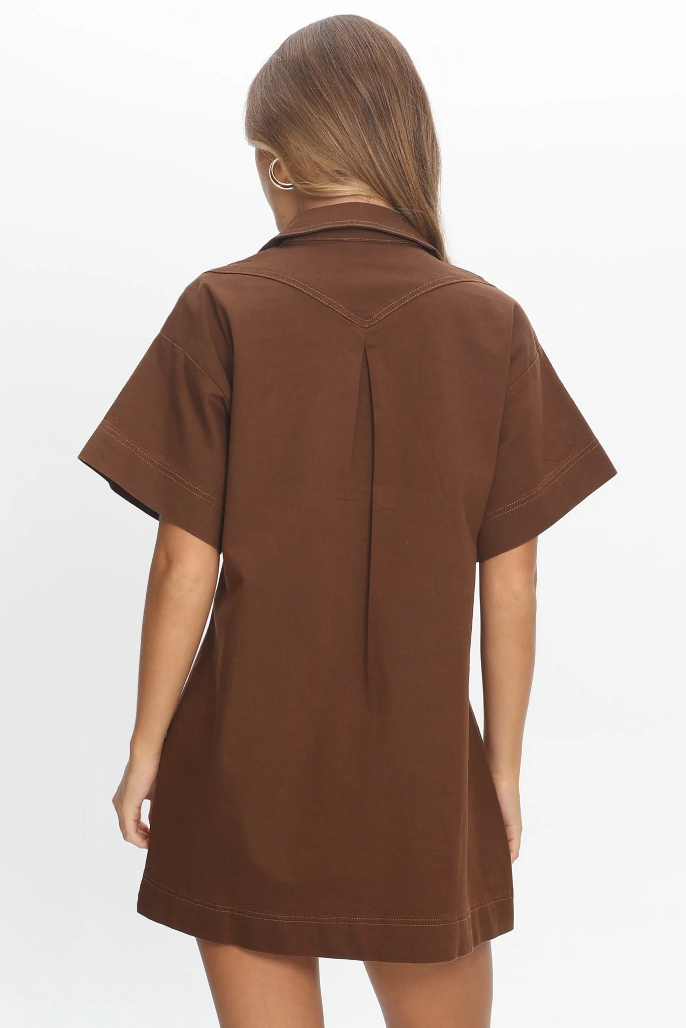 Mariska Collared Mini Dress Chocolate