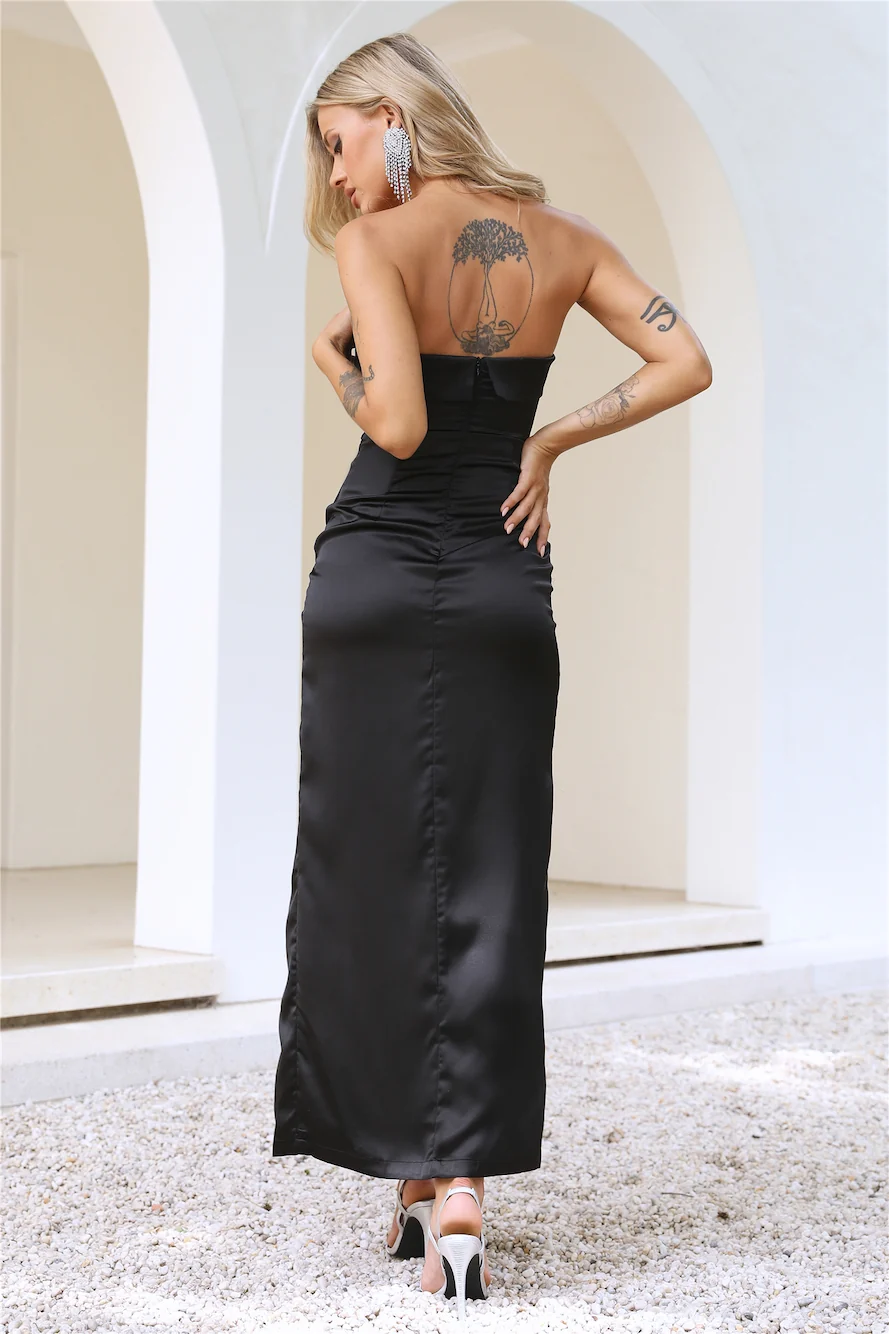Riding With You Satin Maxi Dress Black