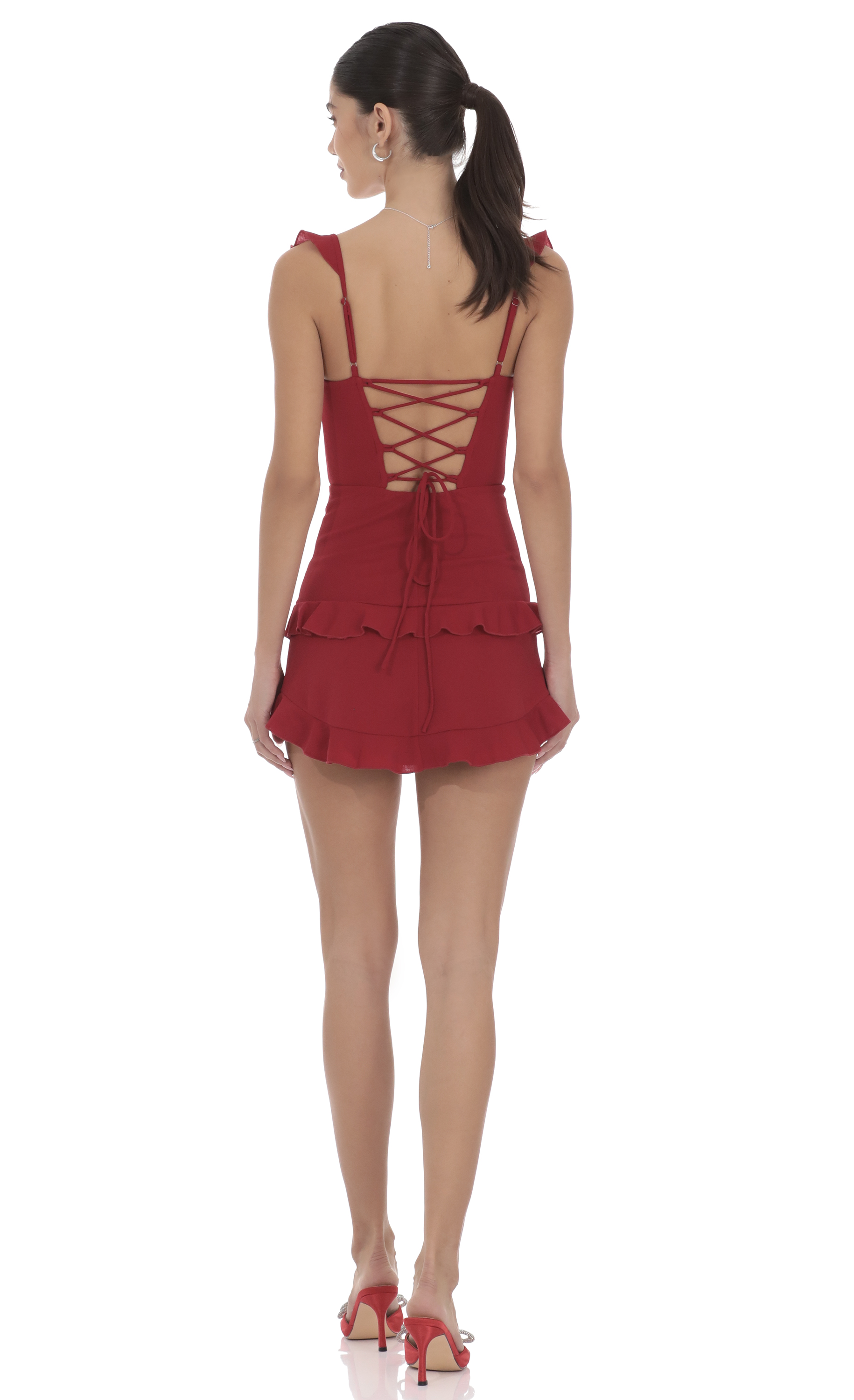 Ruffle Bodycon Dress in Red - luluinthesky