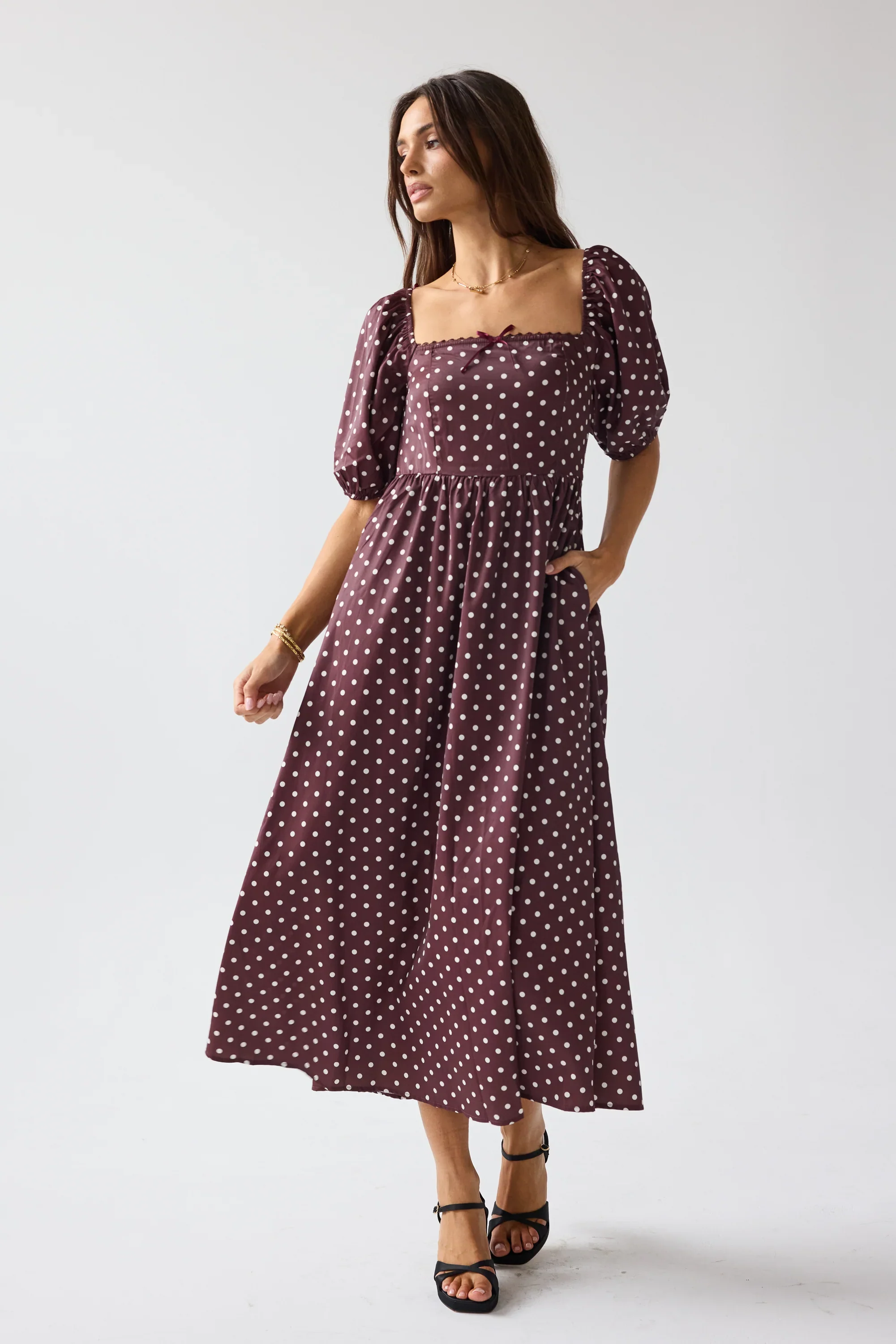Jersey Polka Dot Midi Dress