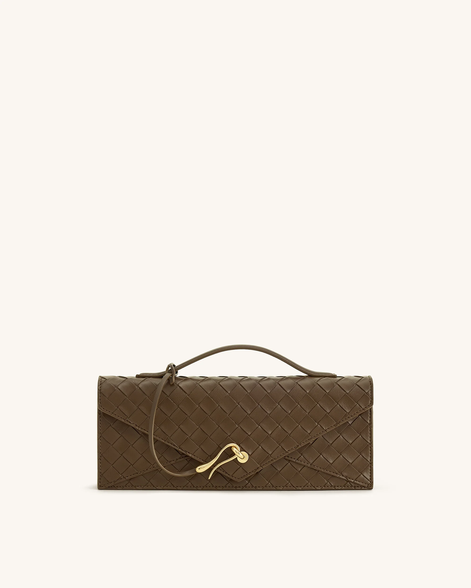 Celeste Woven Textured Envelope Top Handle Bag - Mocha Brown