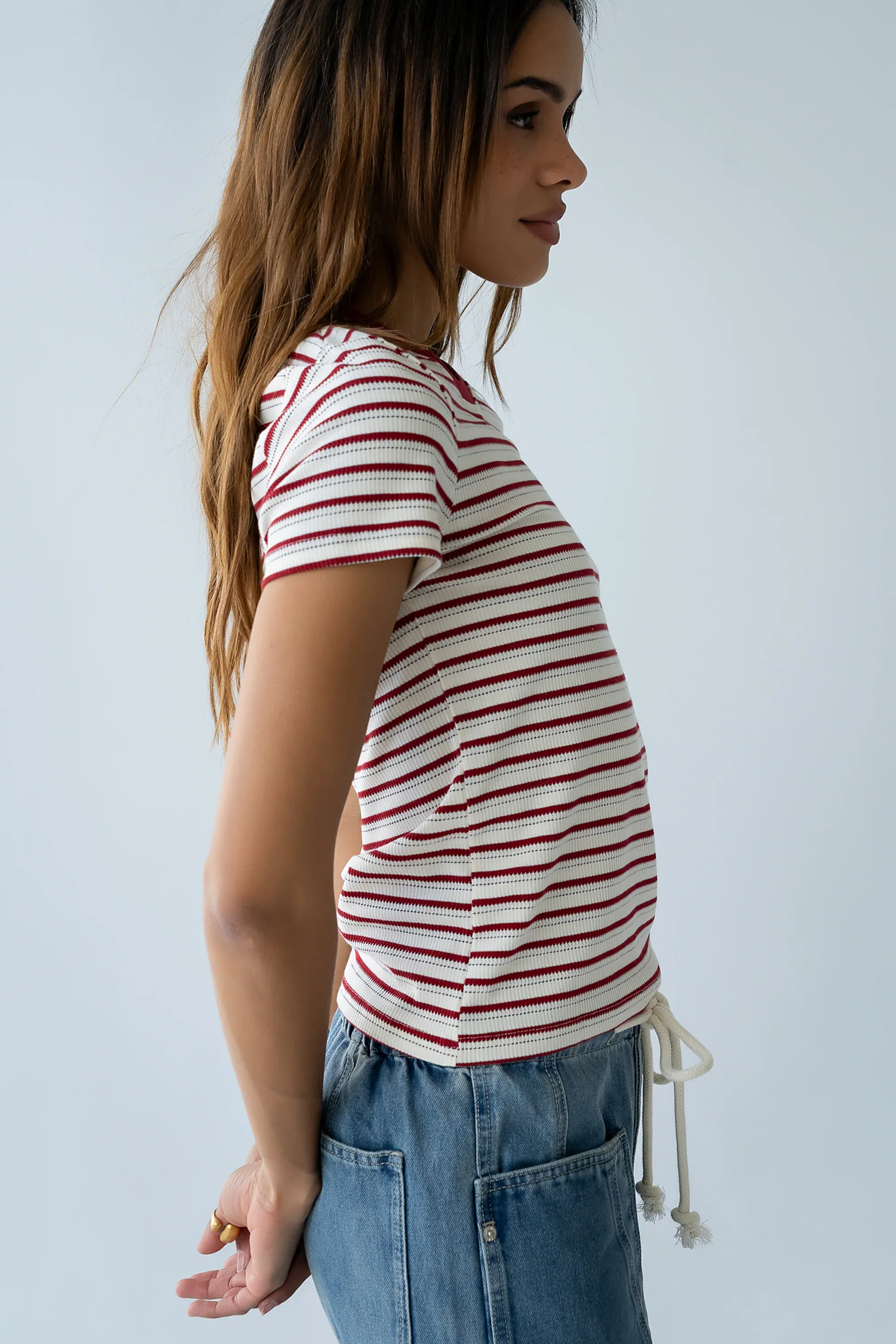 Ashtyn Striped Top in Red