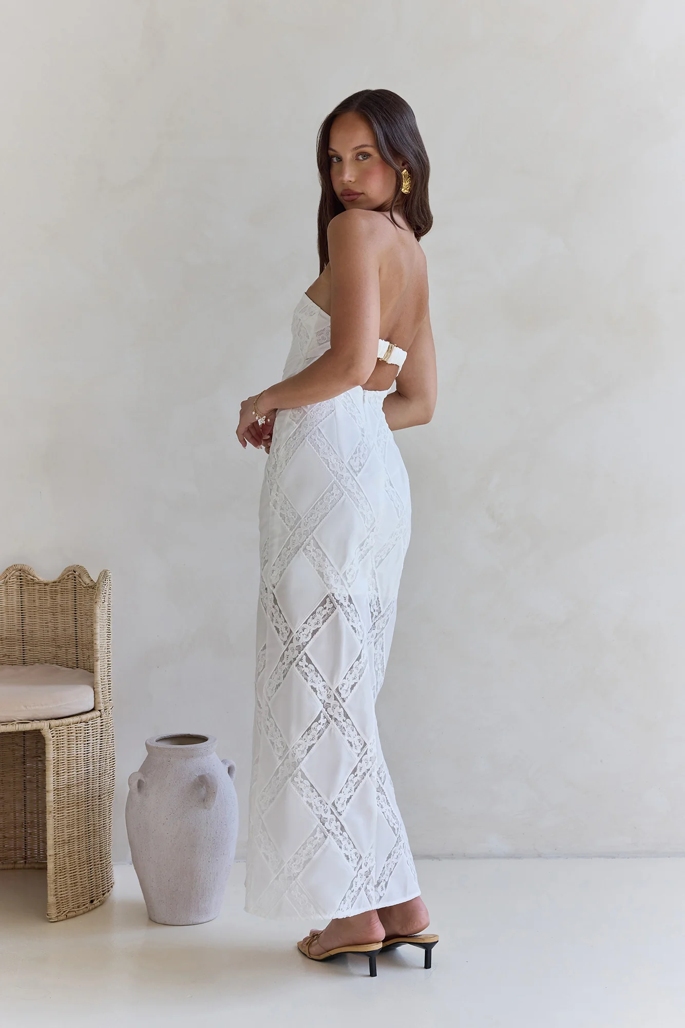 Ocean Air Oasis Strapless Maxi Dress White - luluinthesky
