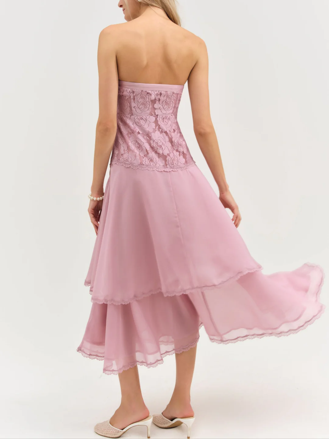 Claudia Rose Lace Strapless Midi Dress