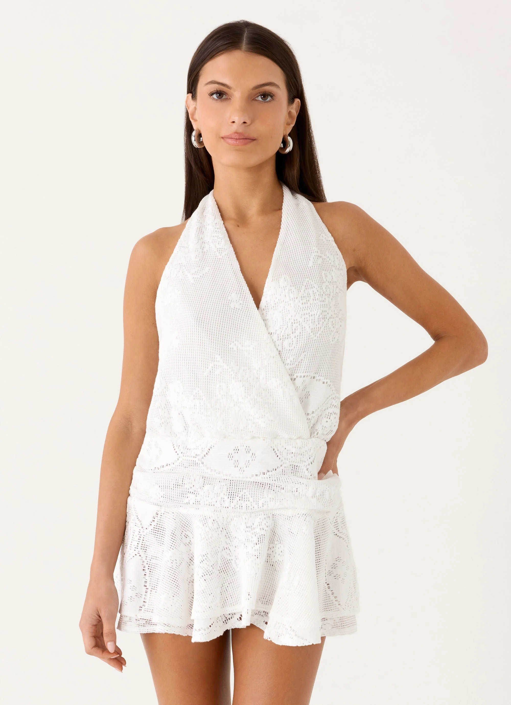Jovanna Lace Mini Dress - White - luluinthesky