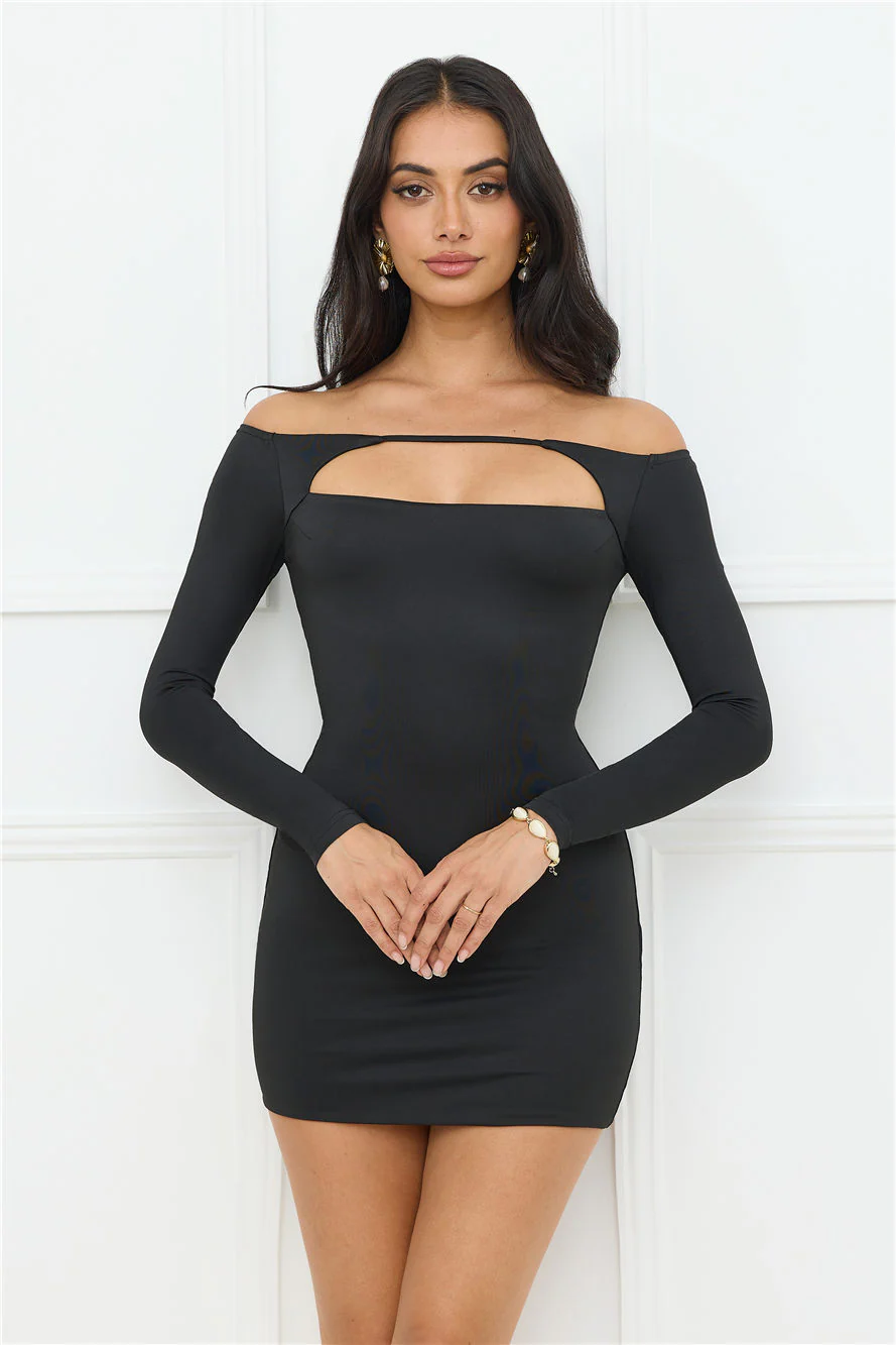 Maddy Off Shoulder Mini Dress Black