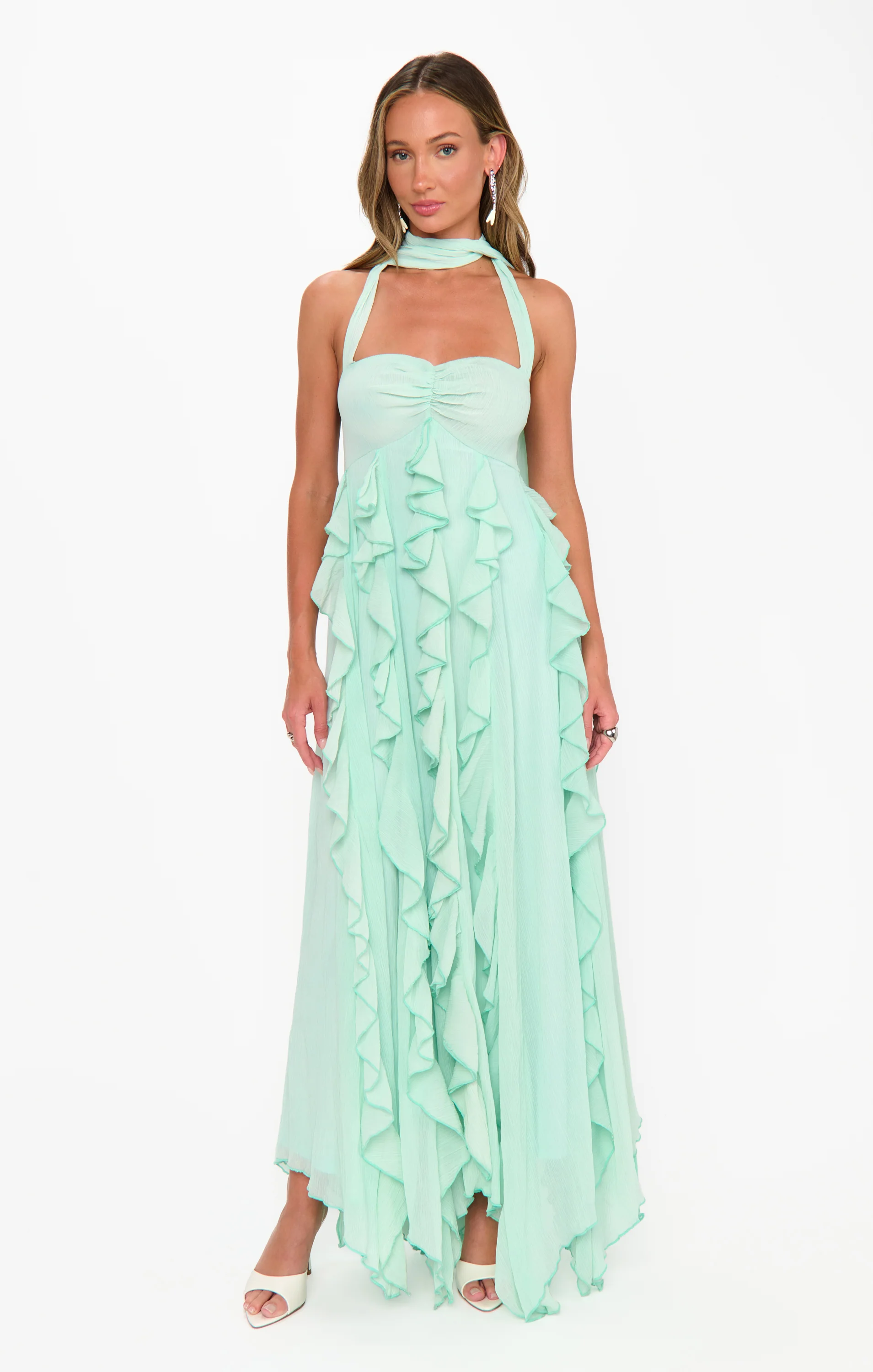 Gemma Ruffle Maxi Dress ~ Jelly Mint