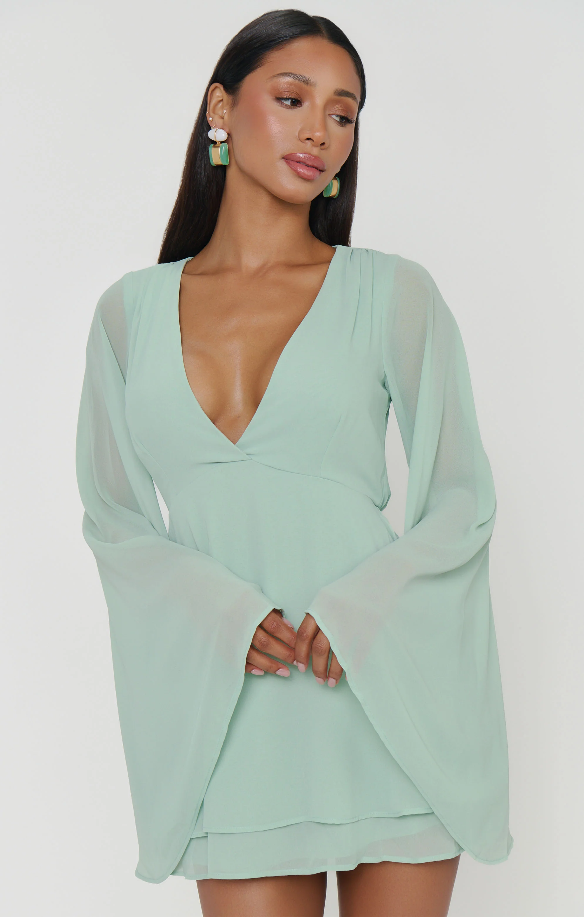 Robin Mini Dress ~ Sage Chiffon