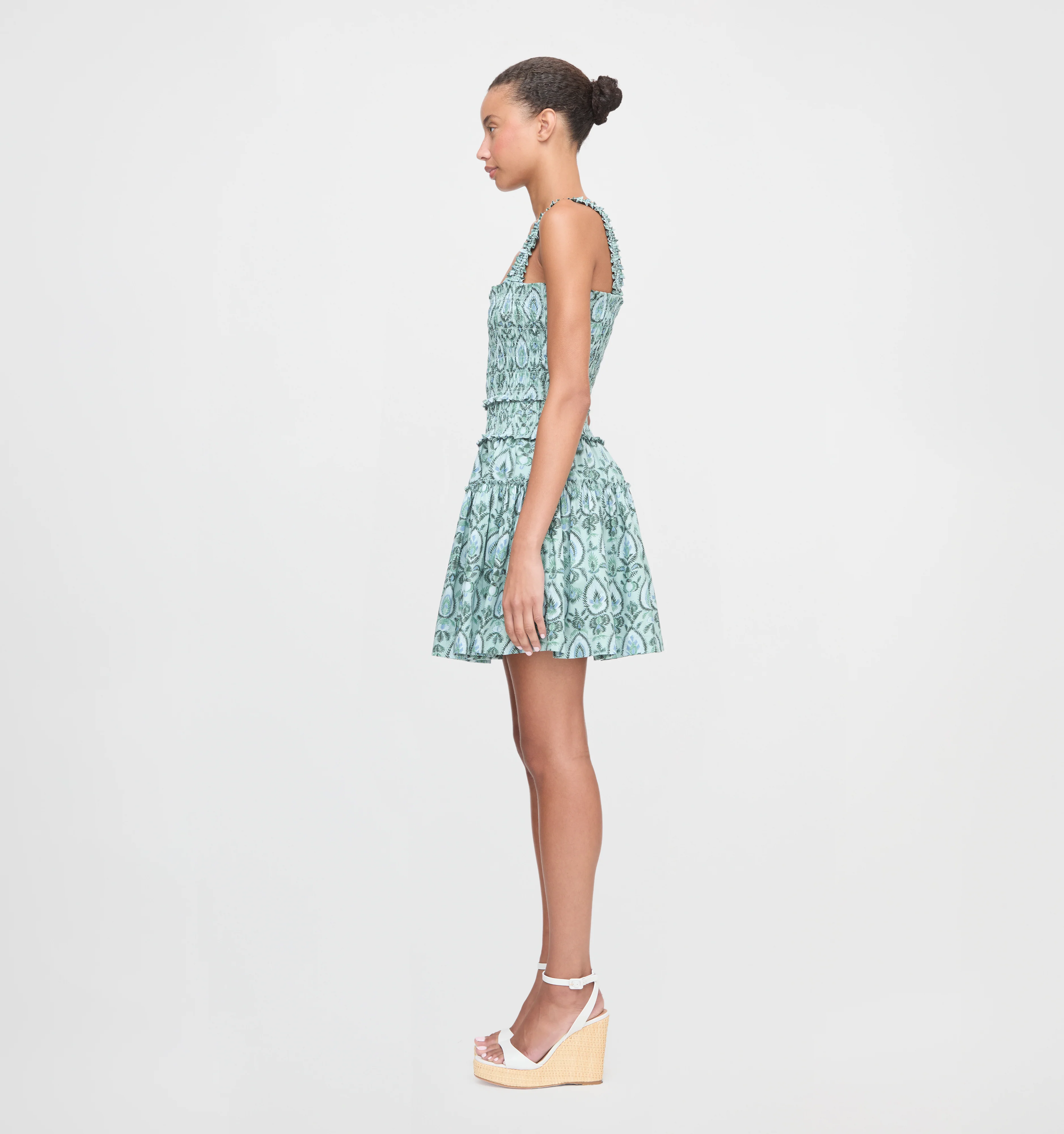 The Azalea Mini Nap Dress - Green Palm Ikat
