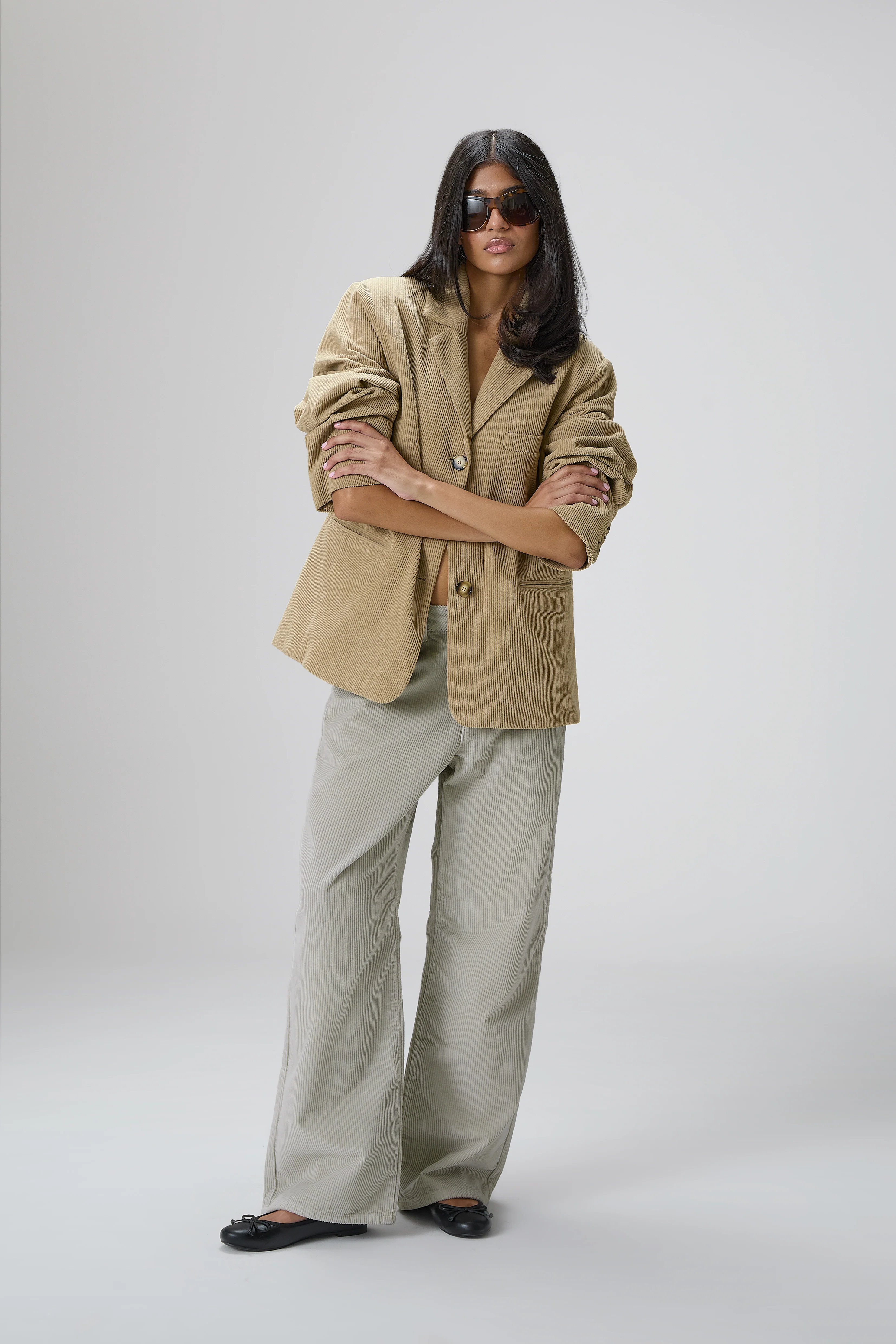 Malt Oversized Cord Blazer in Classic Beige