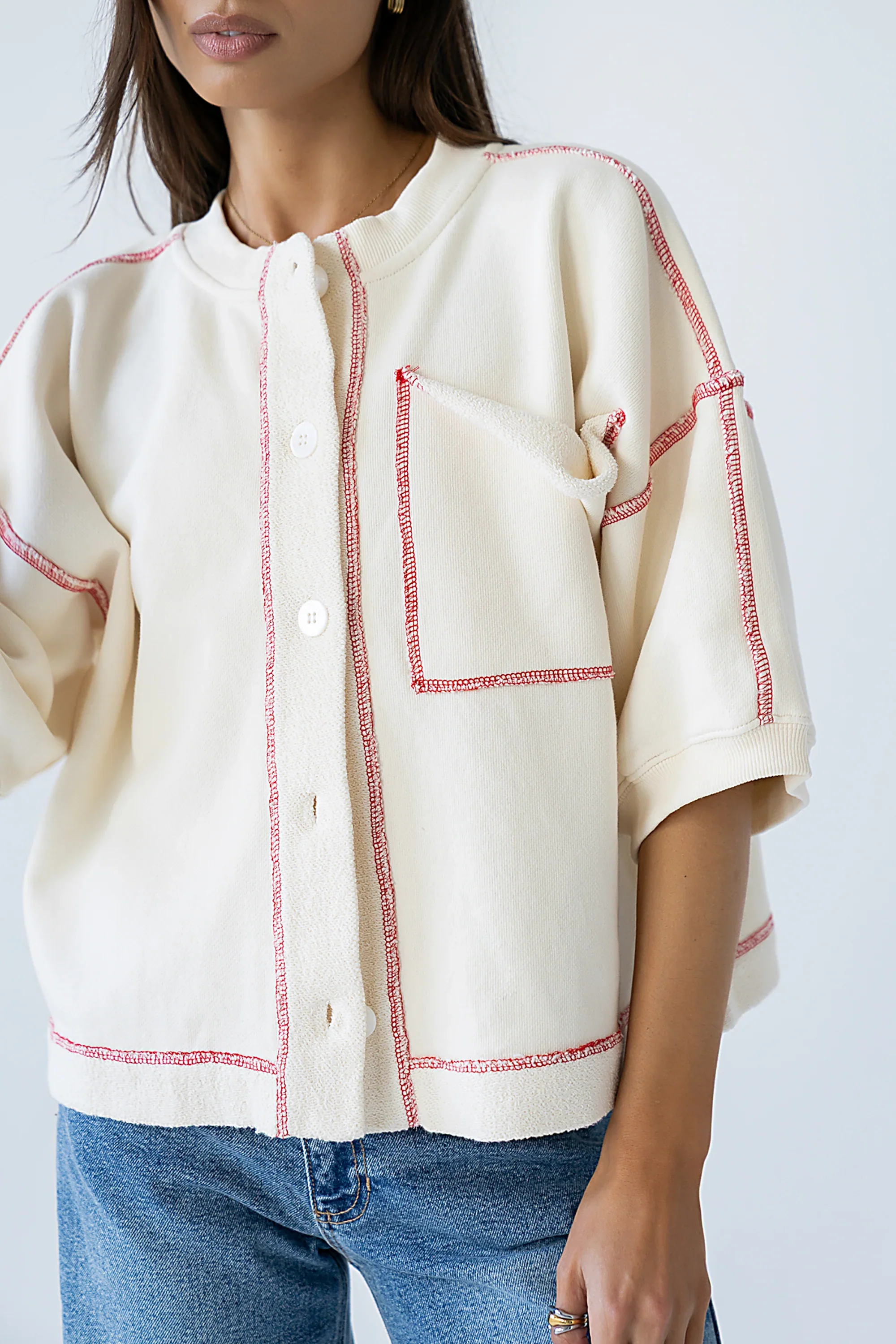 Liam Oversized Top in Bone