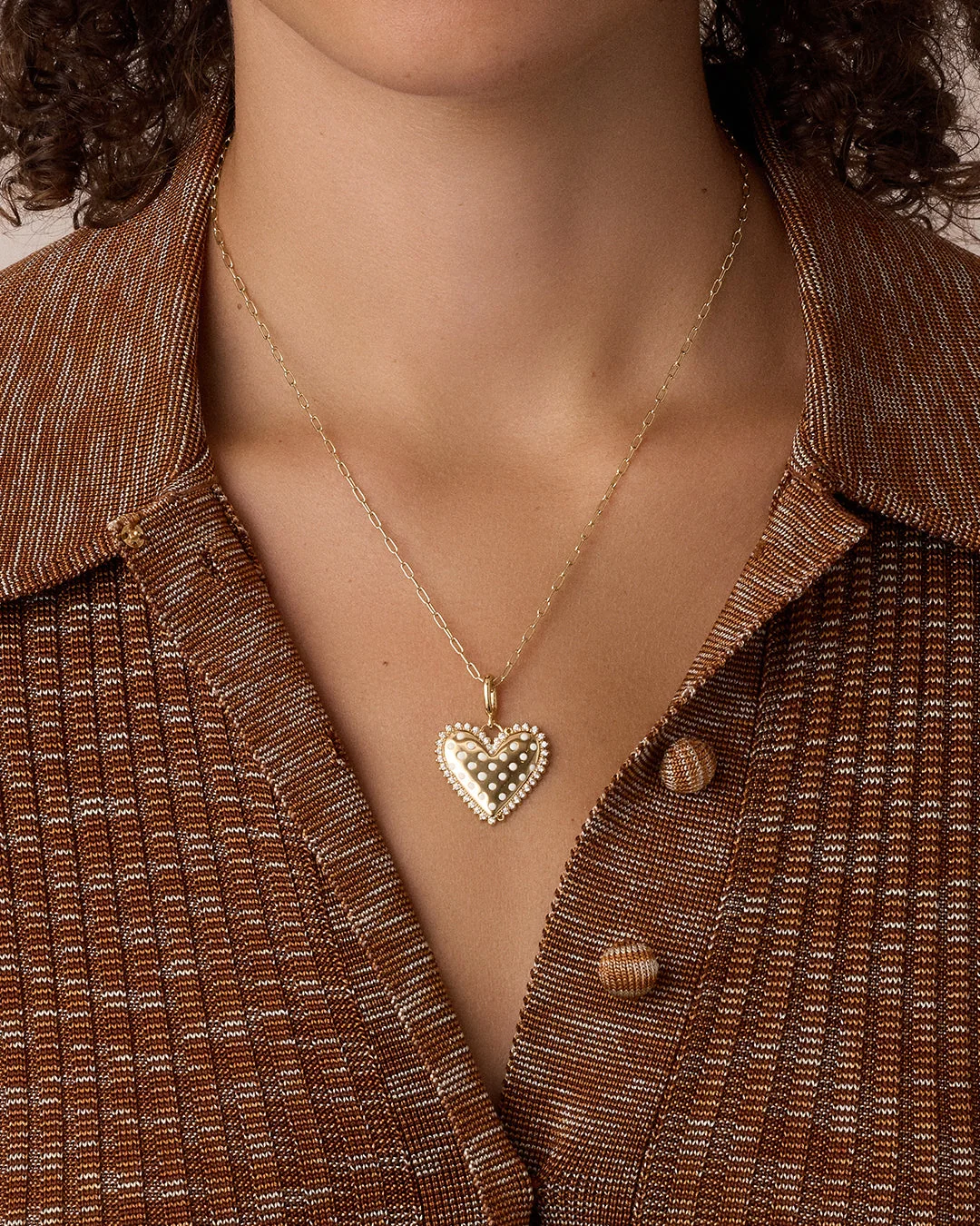 Vintage Heart Dot Parker Charm