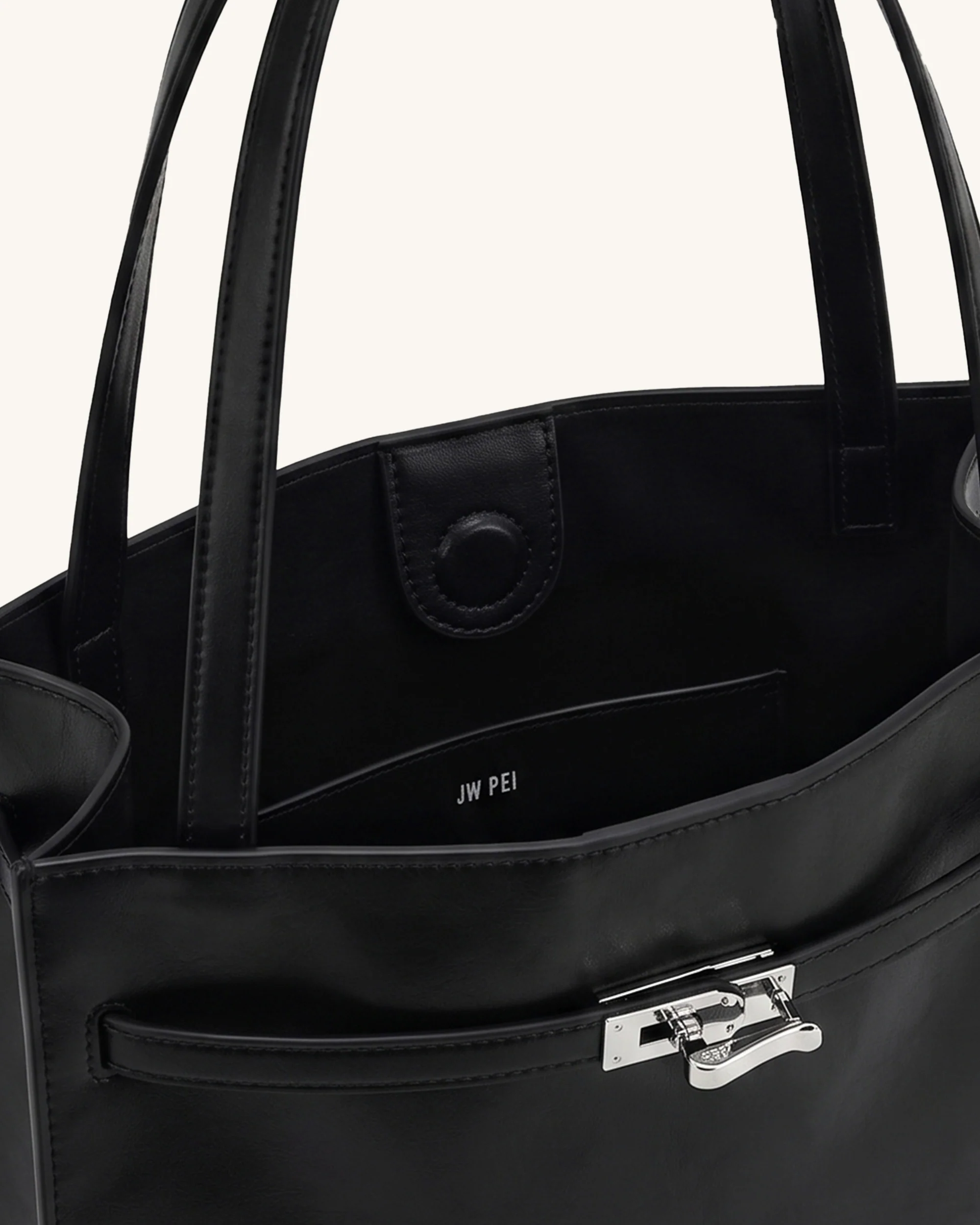 Noelle Belted Tote Bag - Black
