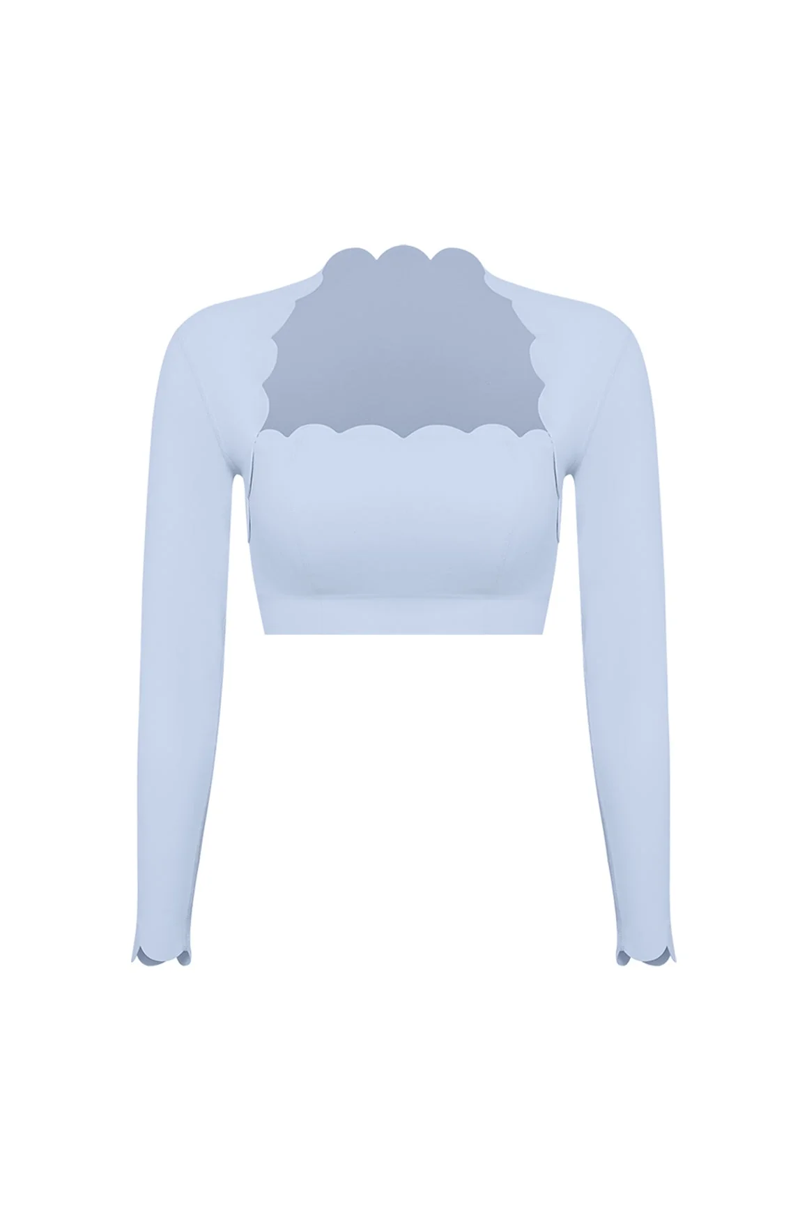 Scallop Cropped Long Sleeve Top