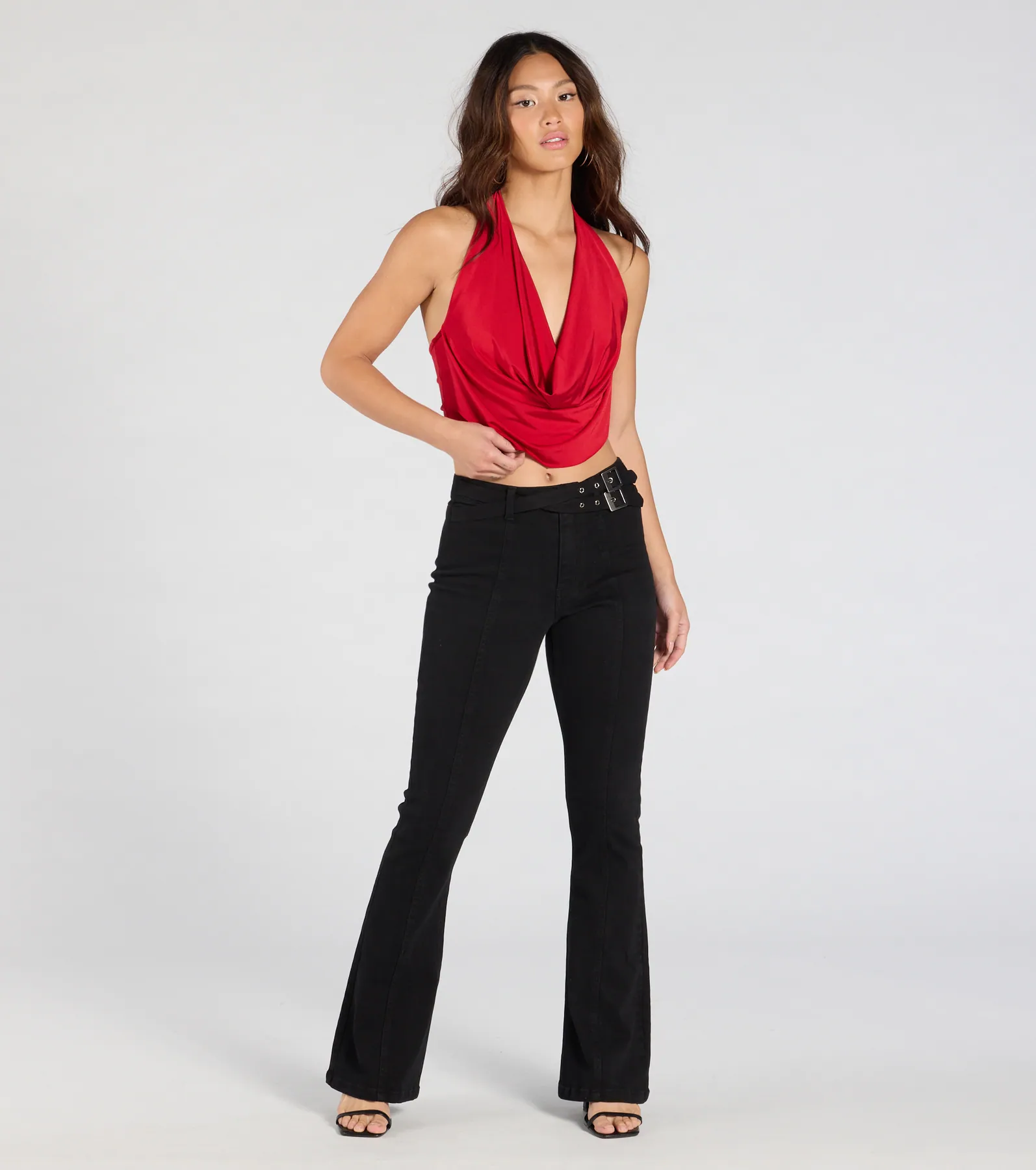 Take The Plunge Sleeveless Halter Crop Top - luluinthesky