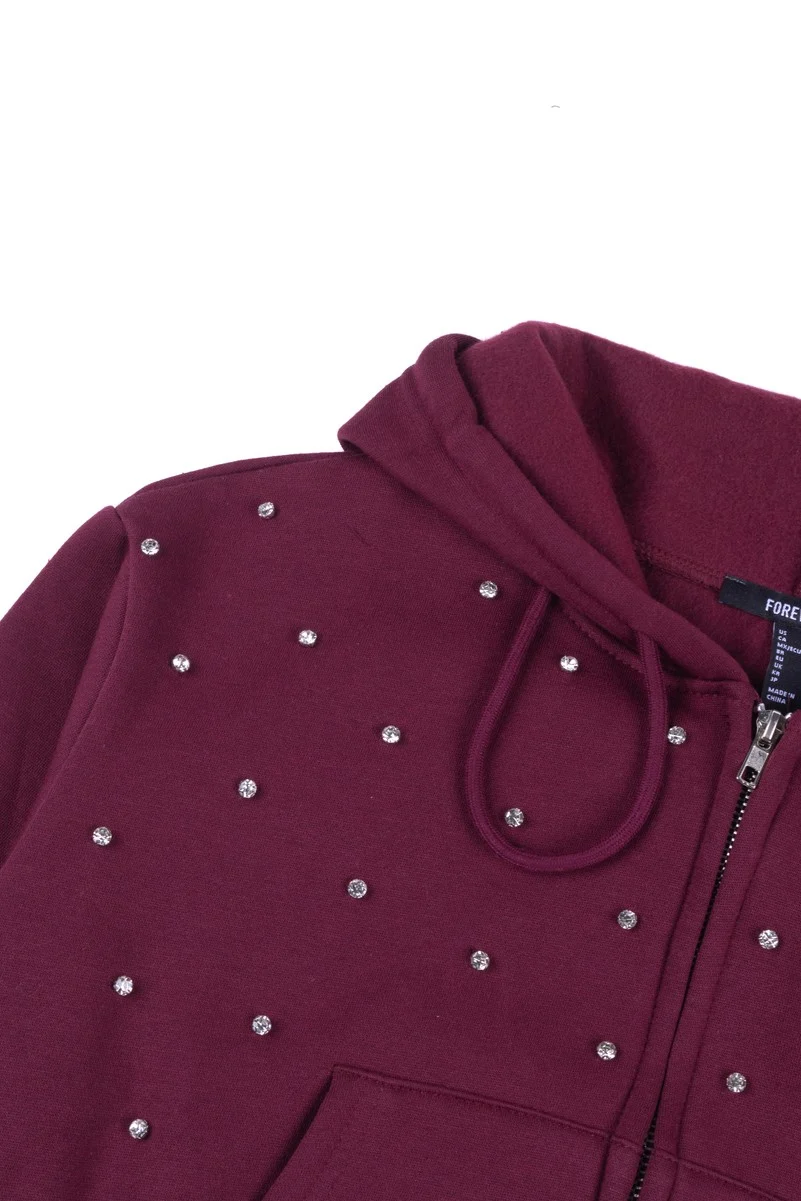 Cropped Embellished Hoodie