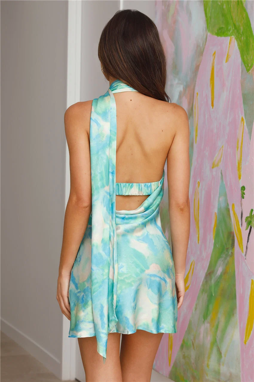 Luxe Arrival Satin Mini Dress Green - luluinthesky