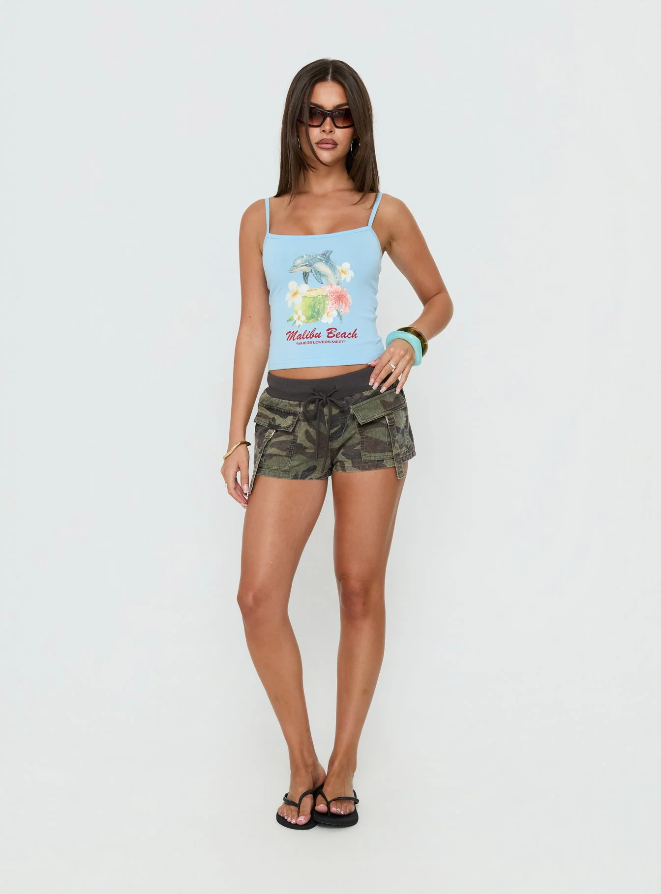 Where Lovers Meet Sequin Graphic Tank Top Blue