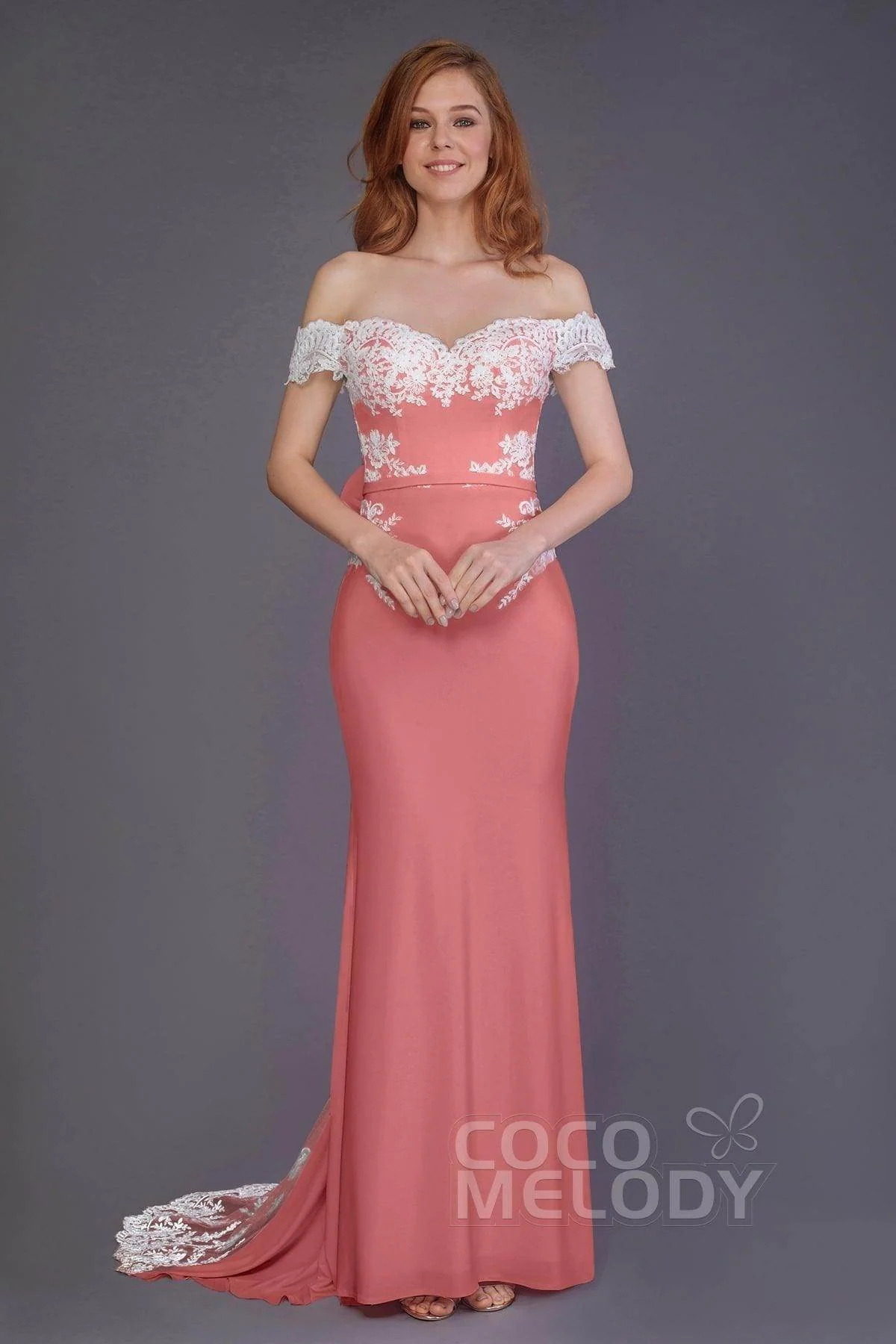 Mermaid Sweep Train Knitted Fabric Bridesmaid Dress PR3491