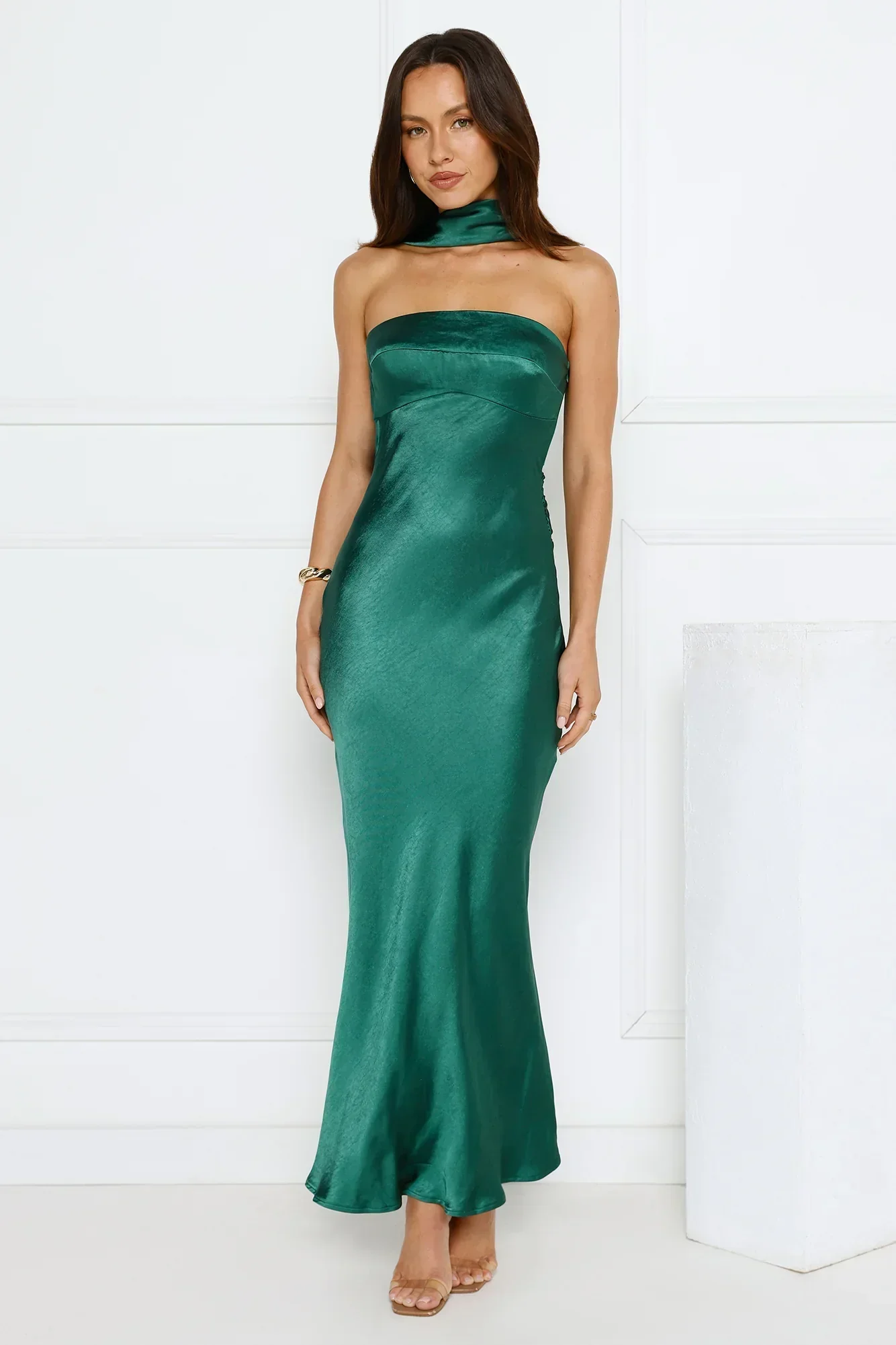 Precious Pearl Satin Maxi Dress