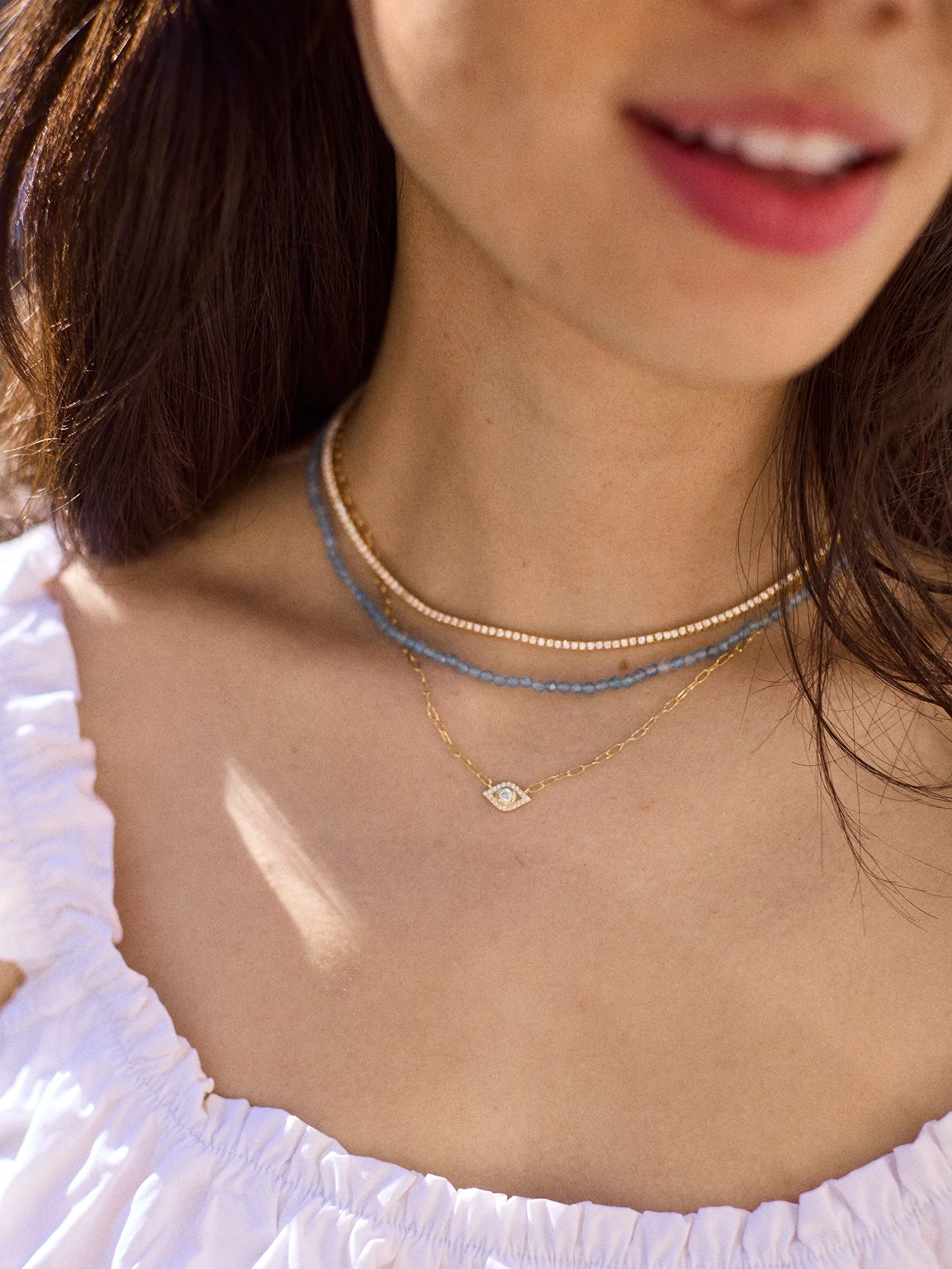 Evil Eye 14K Gold Hera Necklace - Gold/Pavé