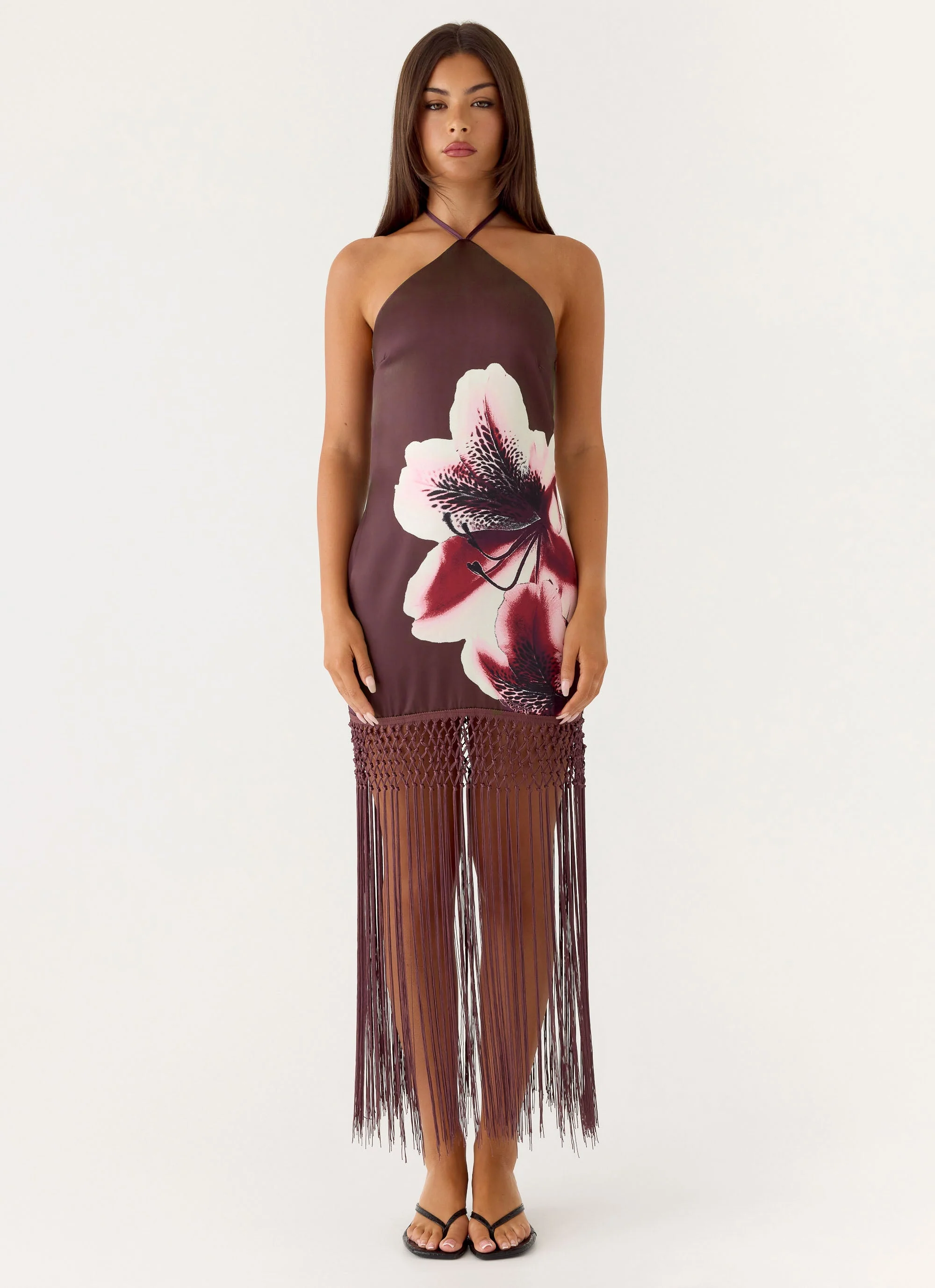 Niahvette Halter Midaxi Dress - Velvet Bloom