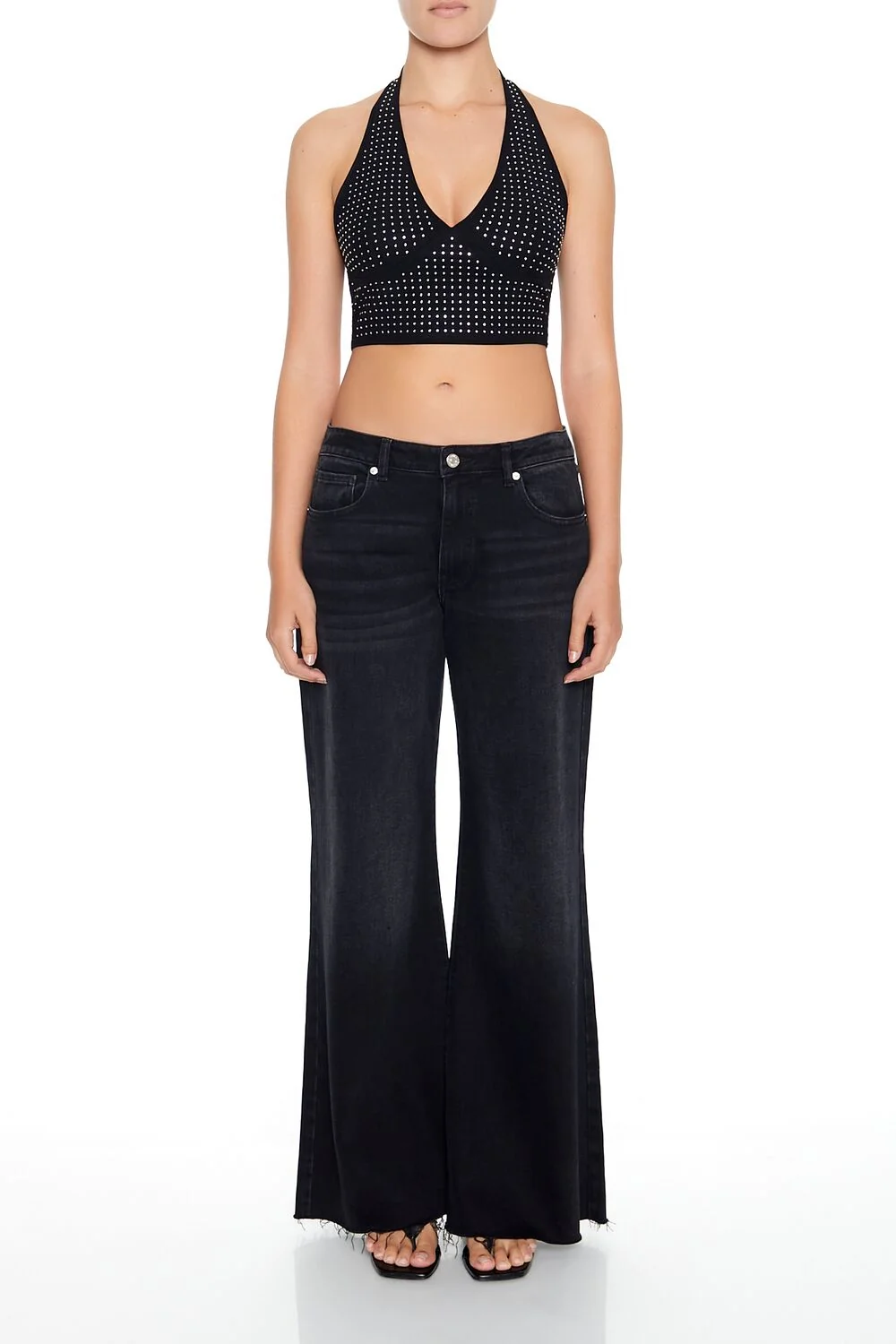 Sequin Halter Crop Top