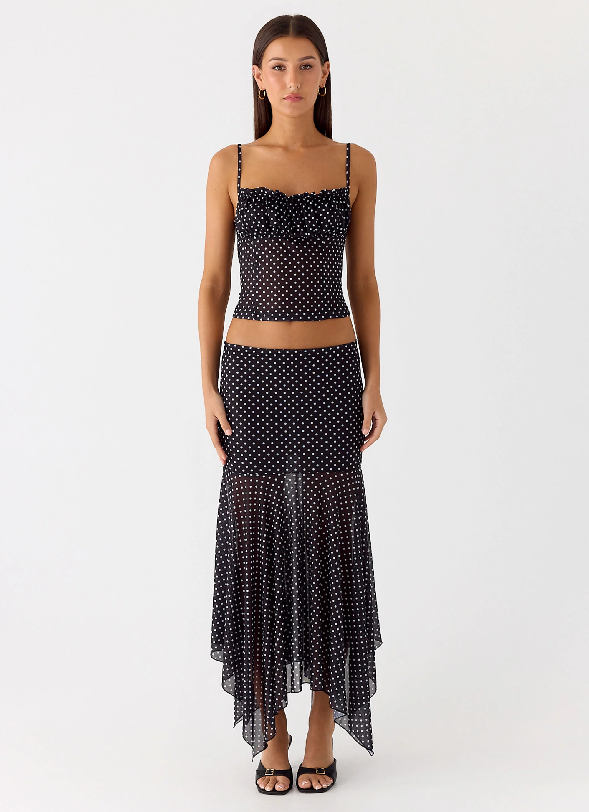 Buffy Top - Black Polkadot