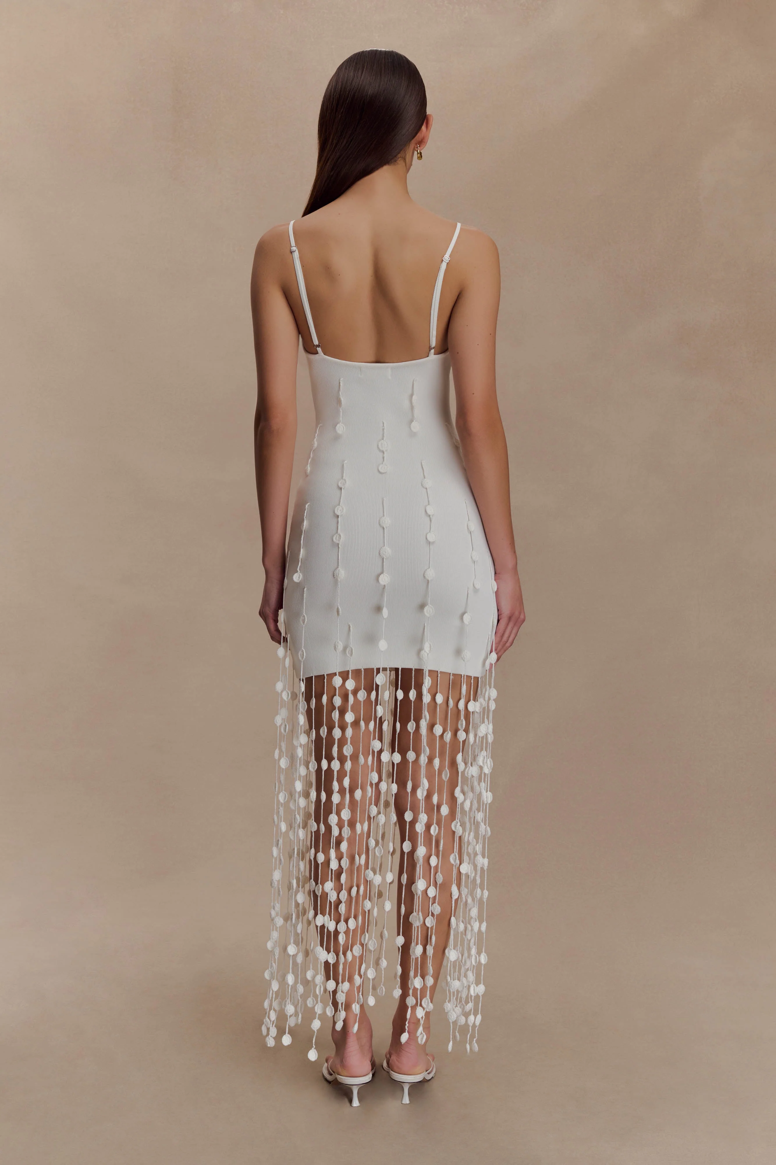 Tove Hand Knit Flower Mini Dress - White