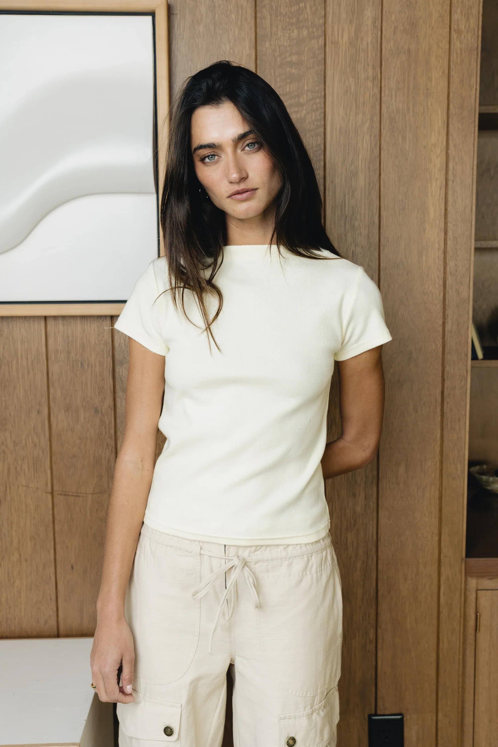 Martha Boatneck Top in Off White