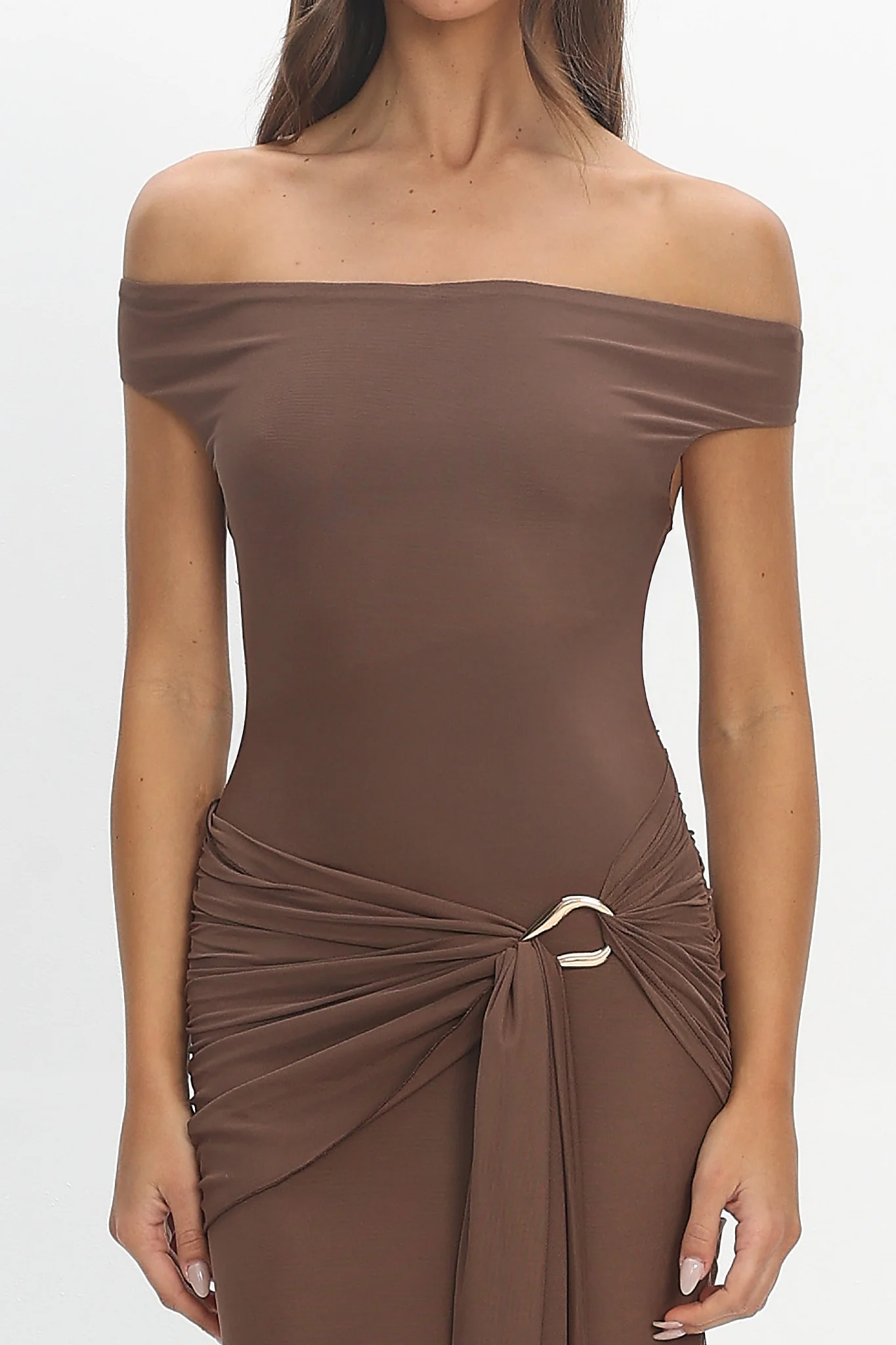 Luli Boat Neck Sash Maxi Dress Cocoa - luluinthesky