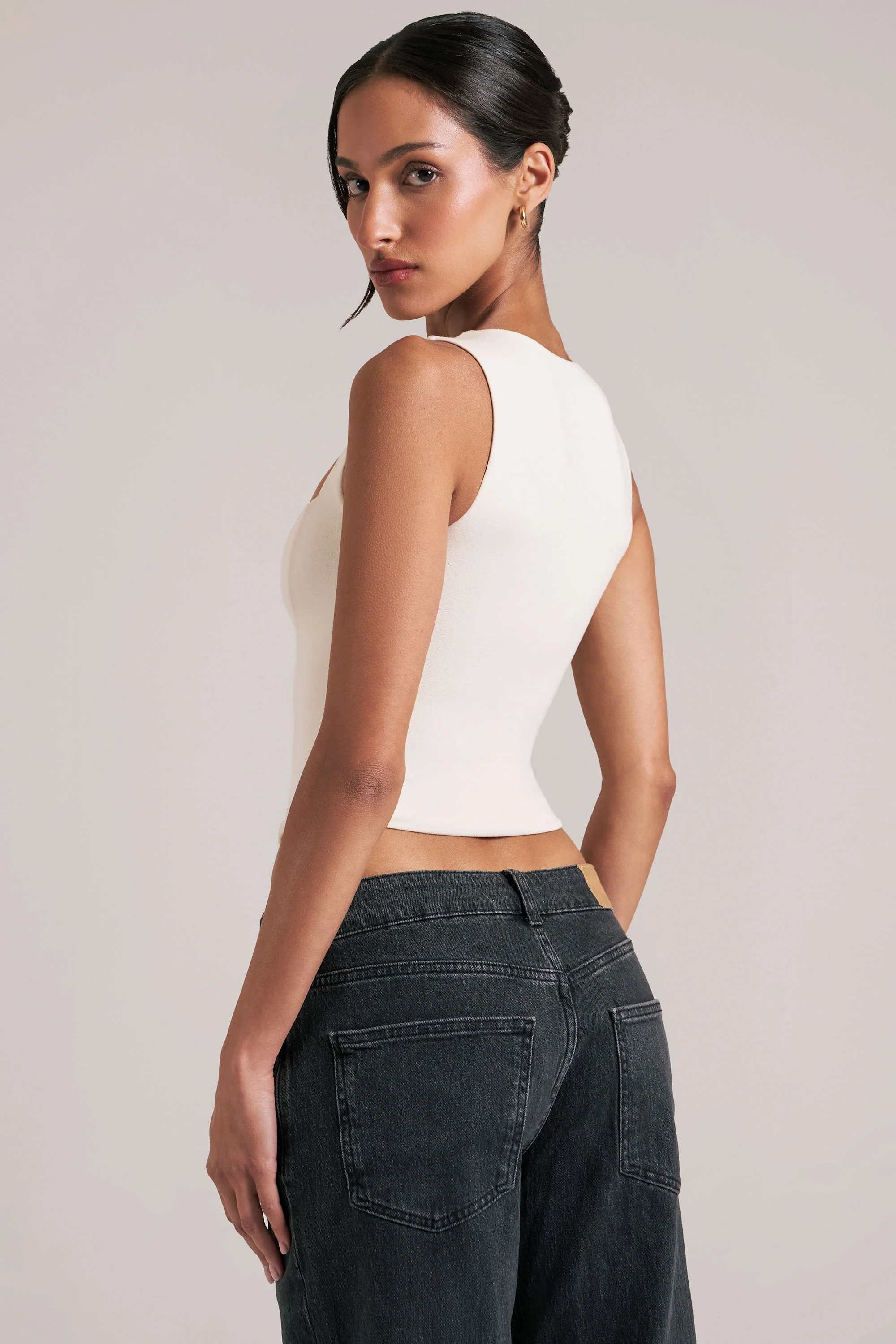 Modal Square-Neck Top in Ivory