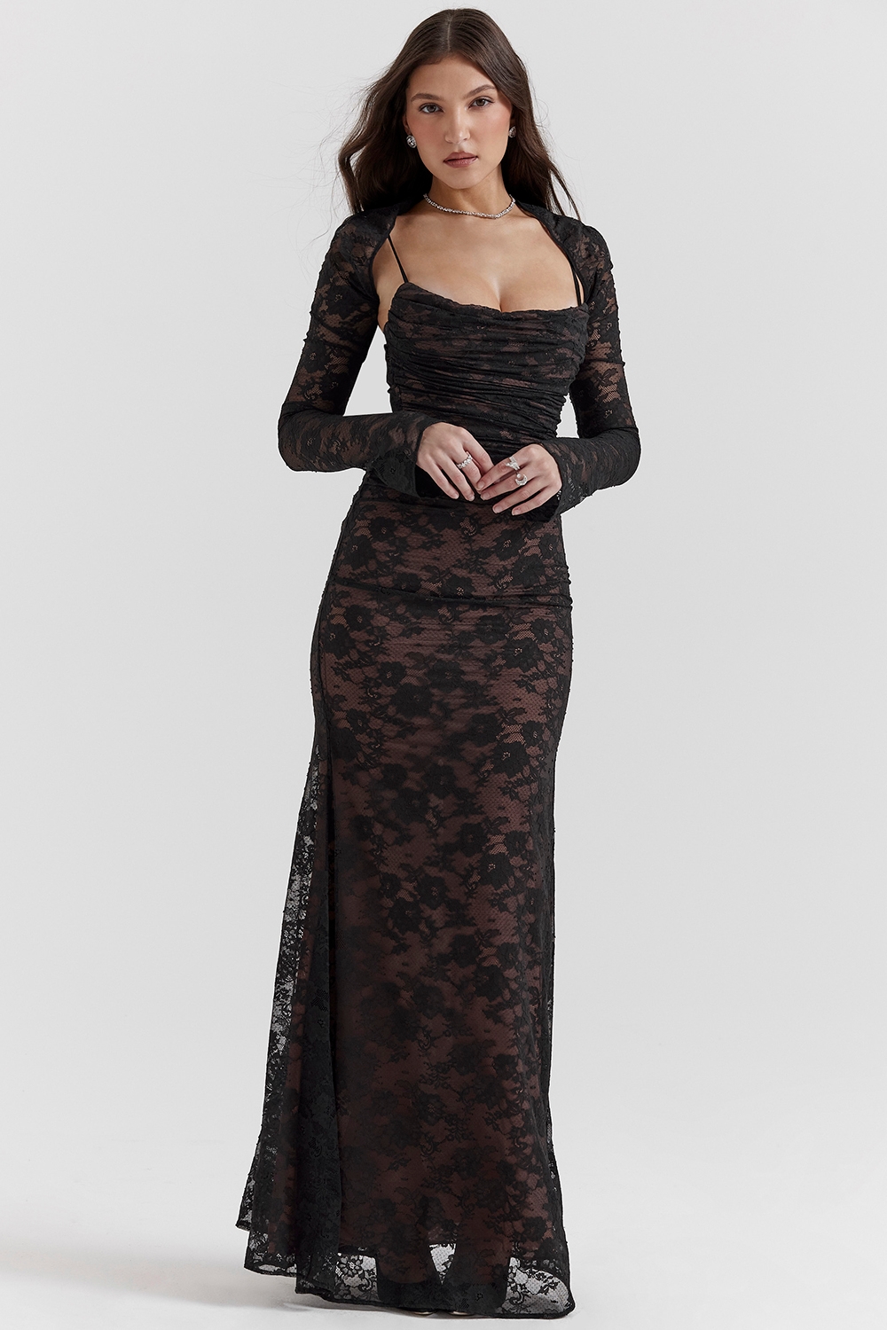 black lace maxi dress