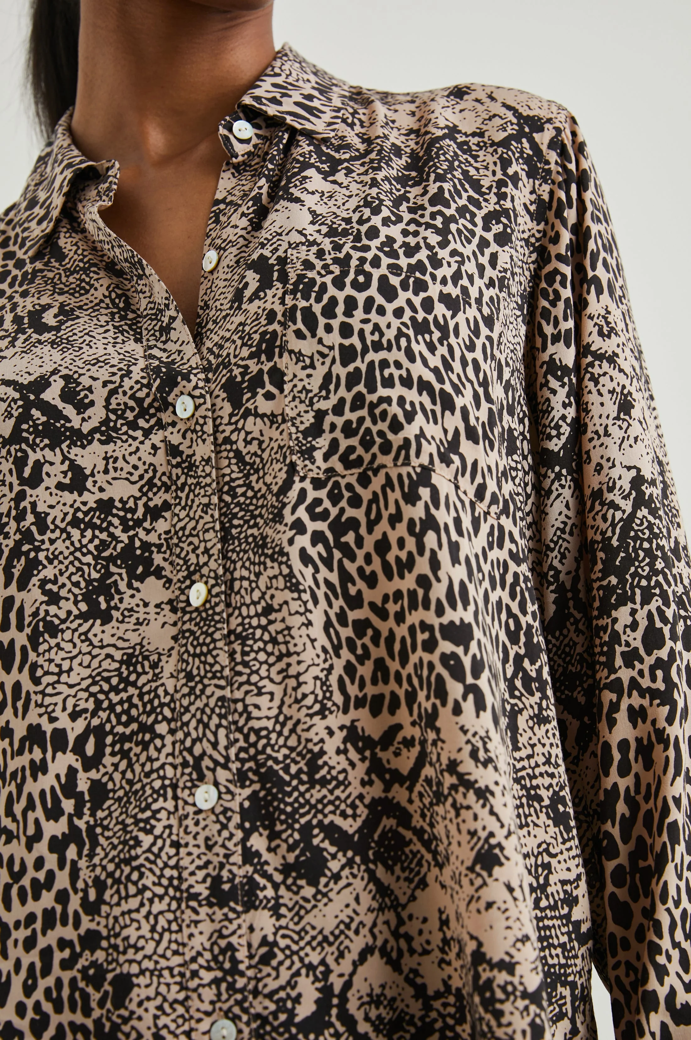 Josephine Shirt - Taupe Mixed Animal