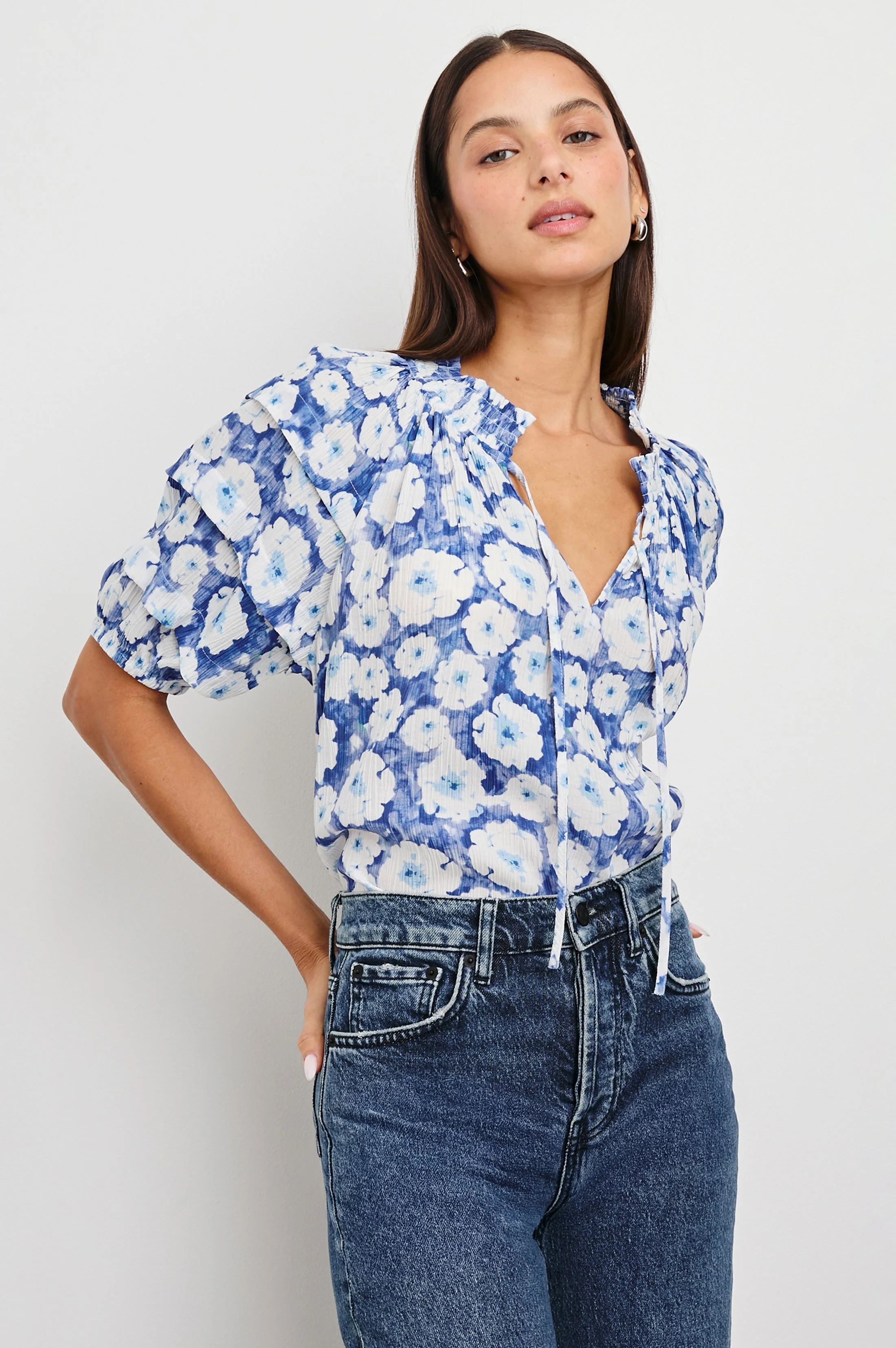 Paris Top - Blue Floral