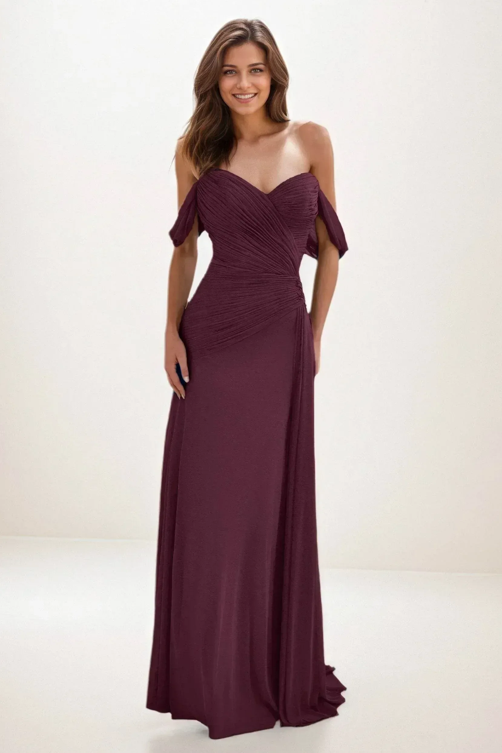 Sheath-Column Maxi Chiffon Wedding Guest Dress CG0288